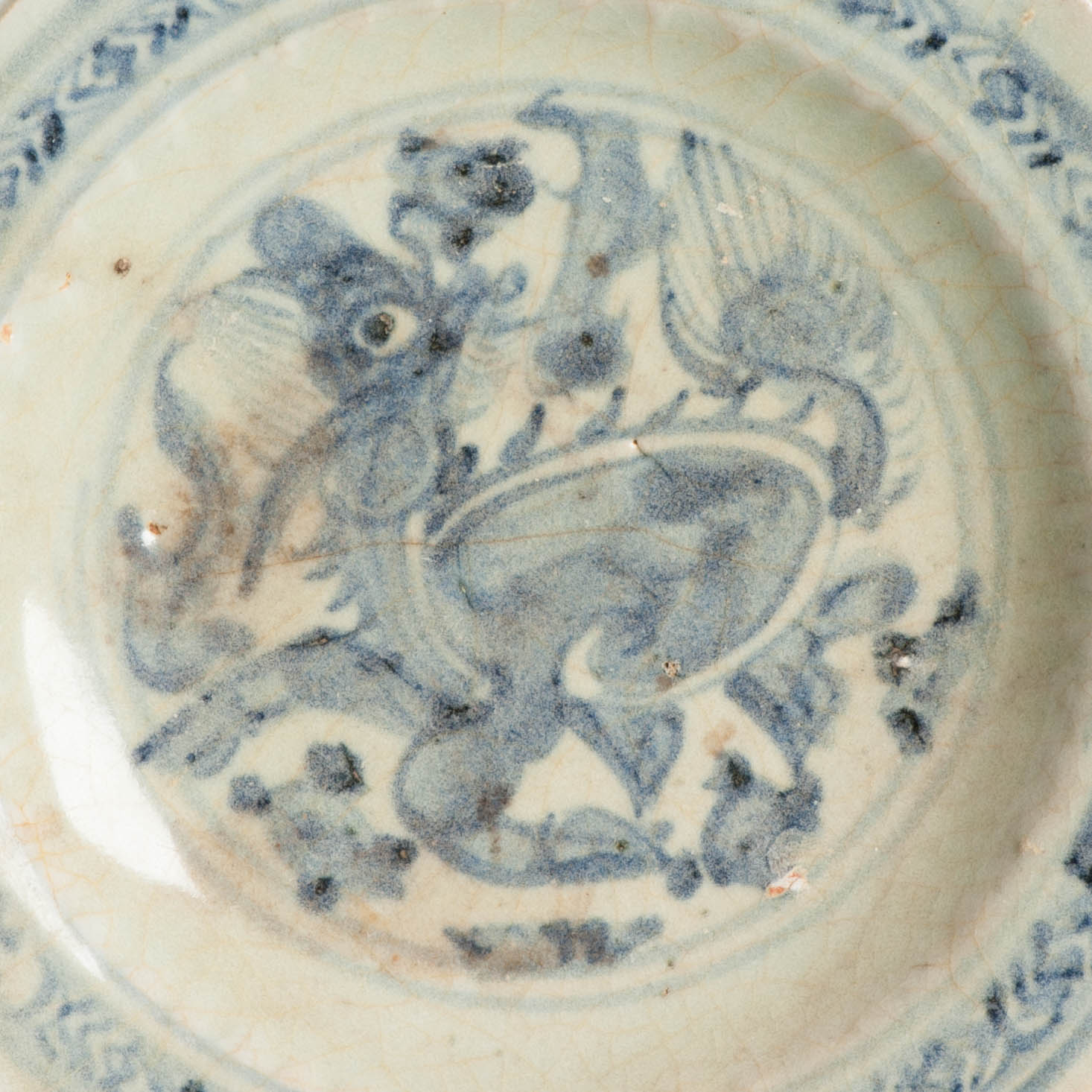 Antique Ming period Early Footed Plate First half 16th c Chinese Qilin Porcelain - Image 4