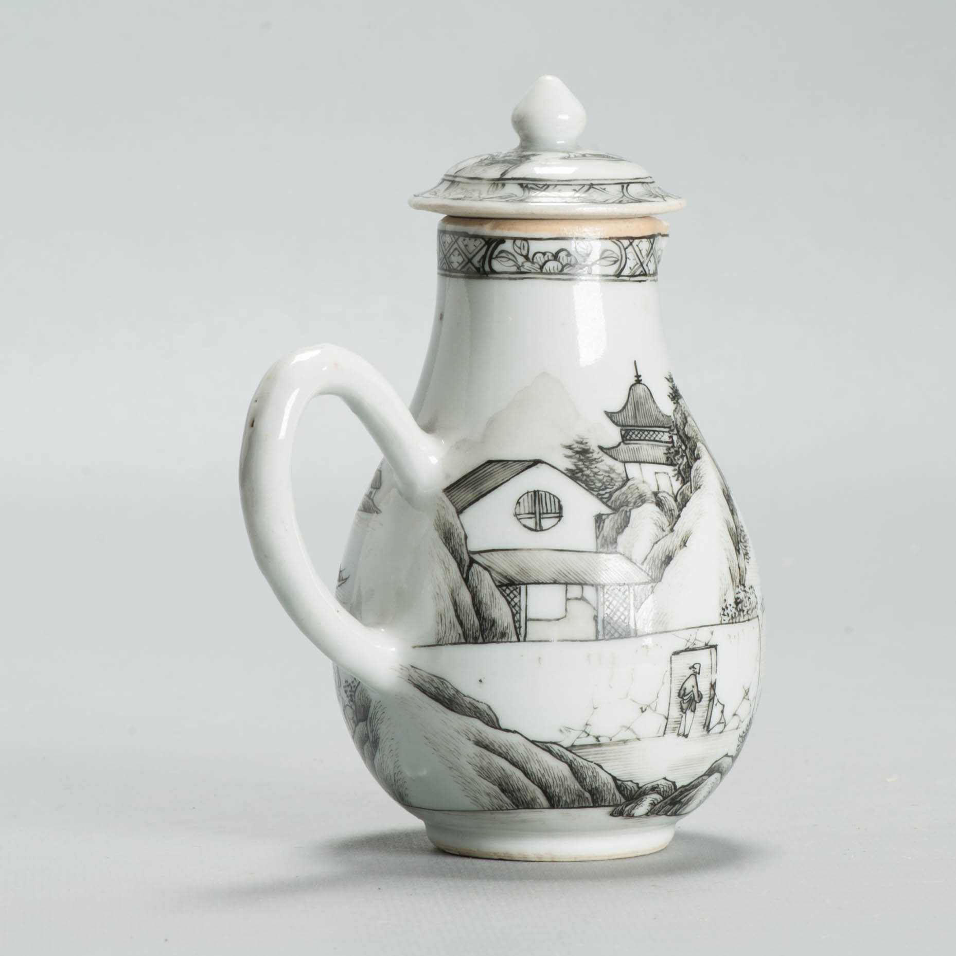 Antique 18C Chinese Encre de Chine Porcelain Landscape Yongzheng Qianlong - Image 14