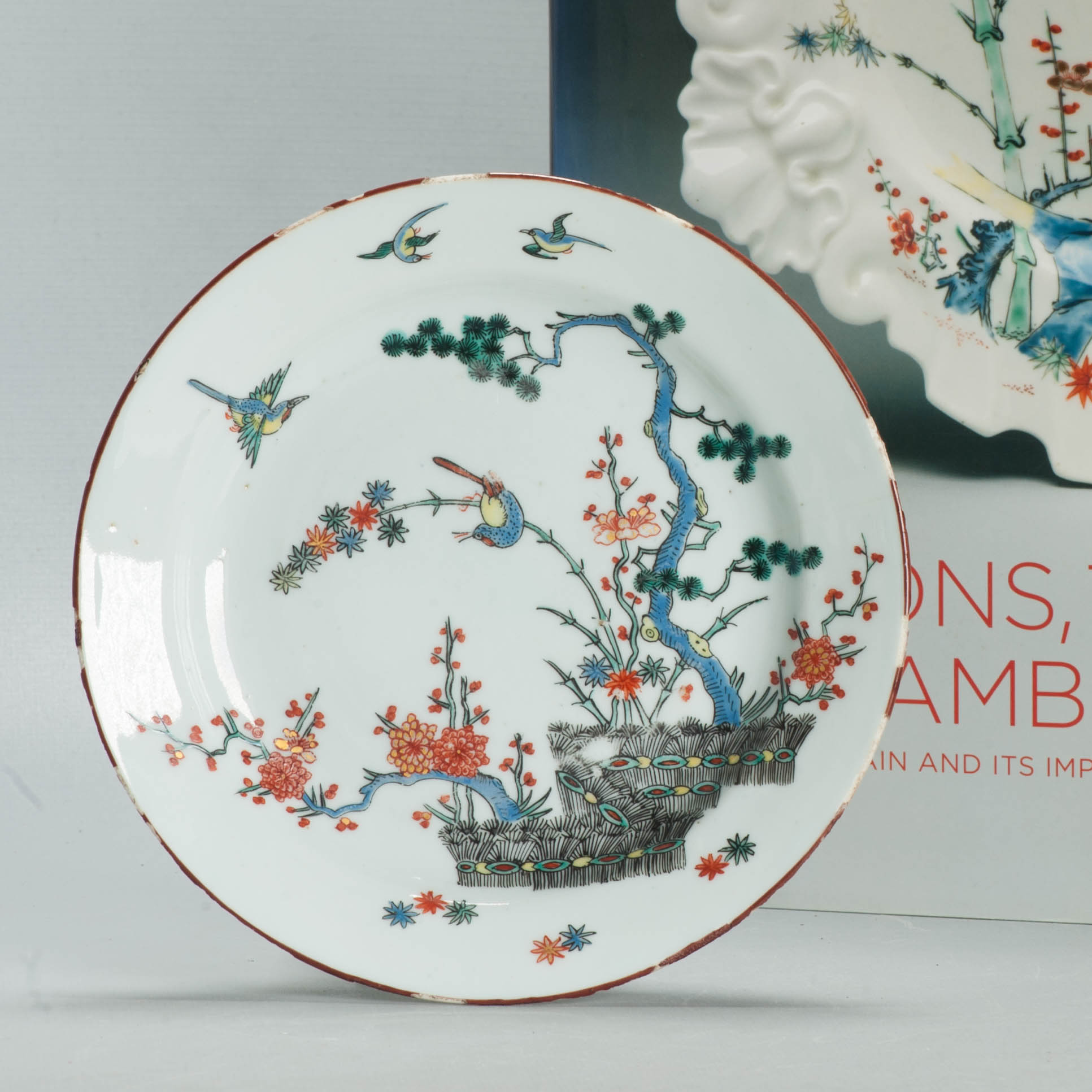 Antique 18C Chinese Porcelain Kakiemon Dish Amsterdam Bont Qing Birds - Image 6