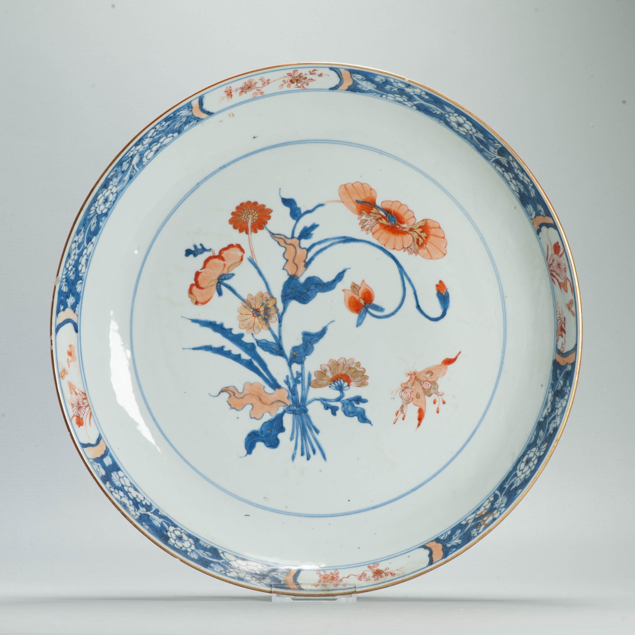 36.7CM Antique 18C Chinese Porcelain Kangxi/Yongzheng Famille Melangee Charger