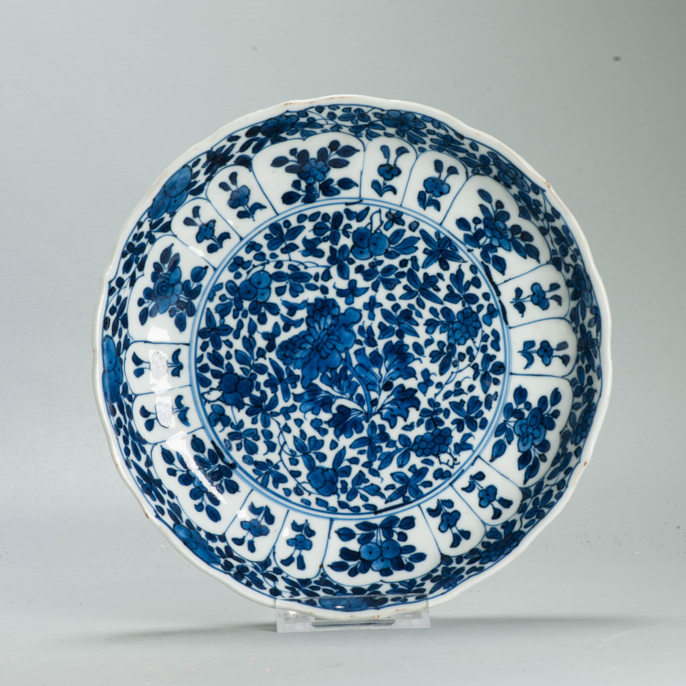 Antique Chinese 1700 Kangxi Blue & White Porcelain Dish Qing Dynasty Marked - Image 3