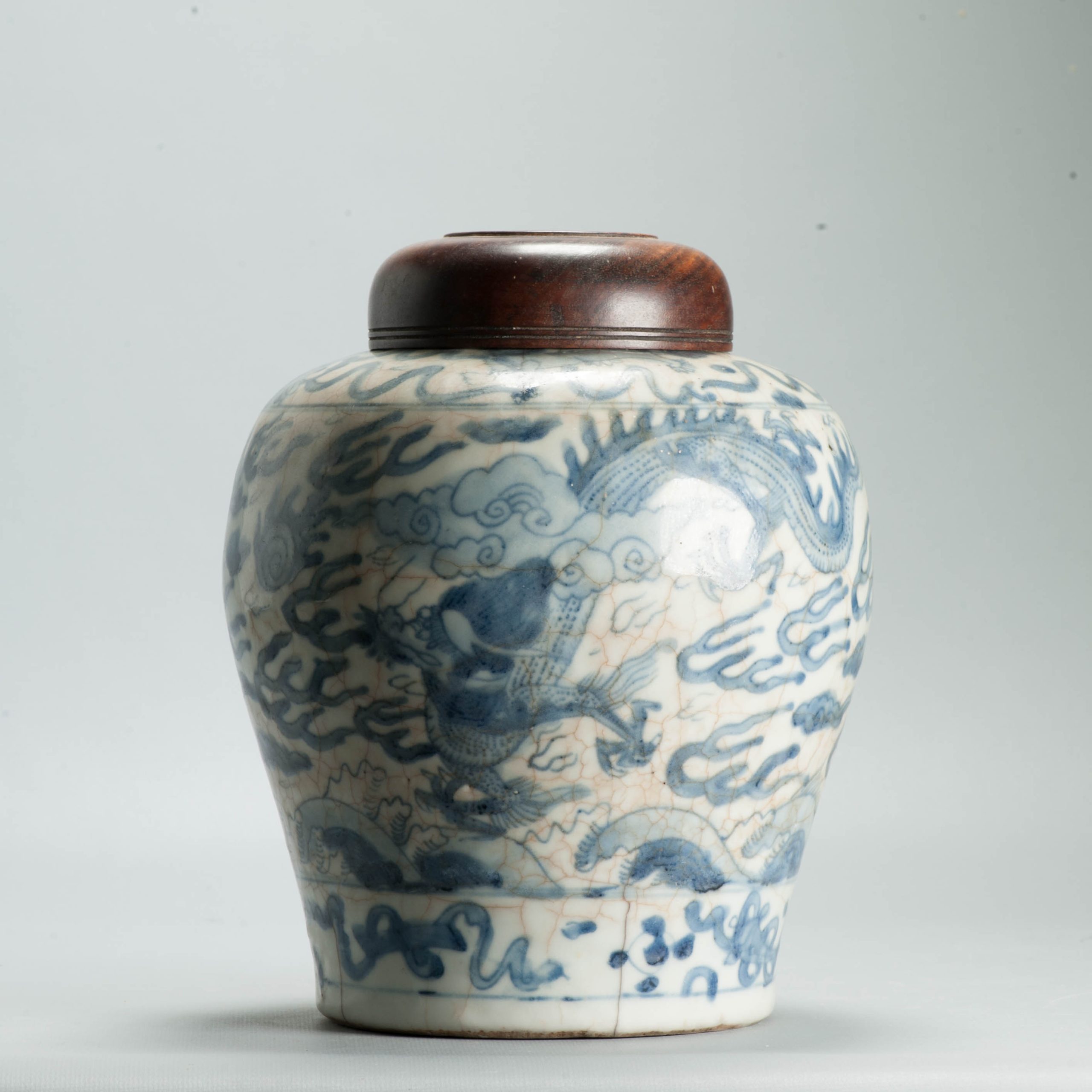 Antique Ming Wanli Chinese Swatow Zhangzhou Porcelain Jar Dragons Foo Lions - Image 16