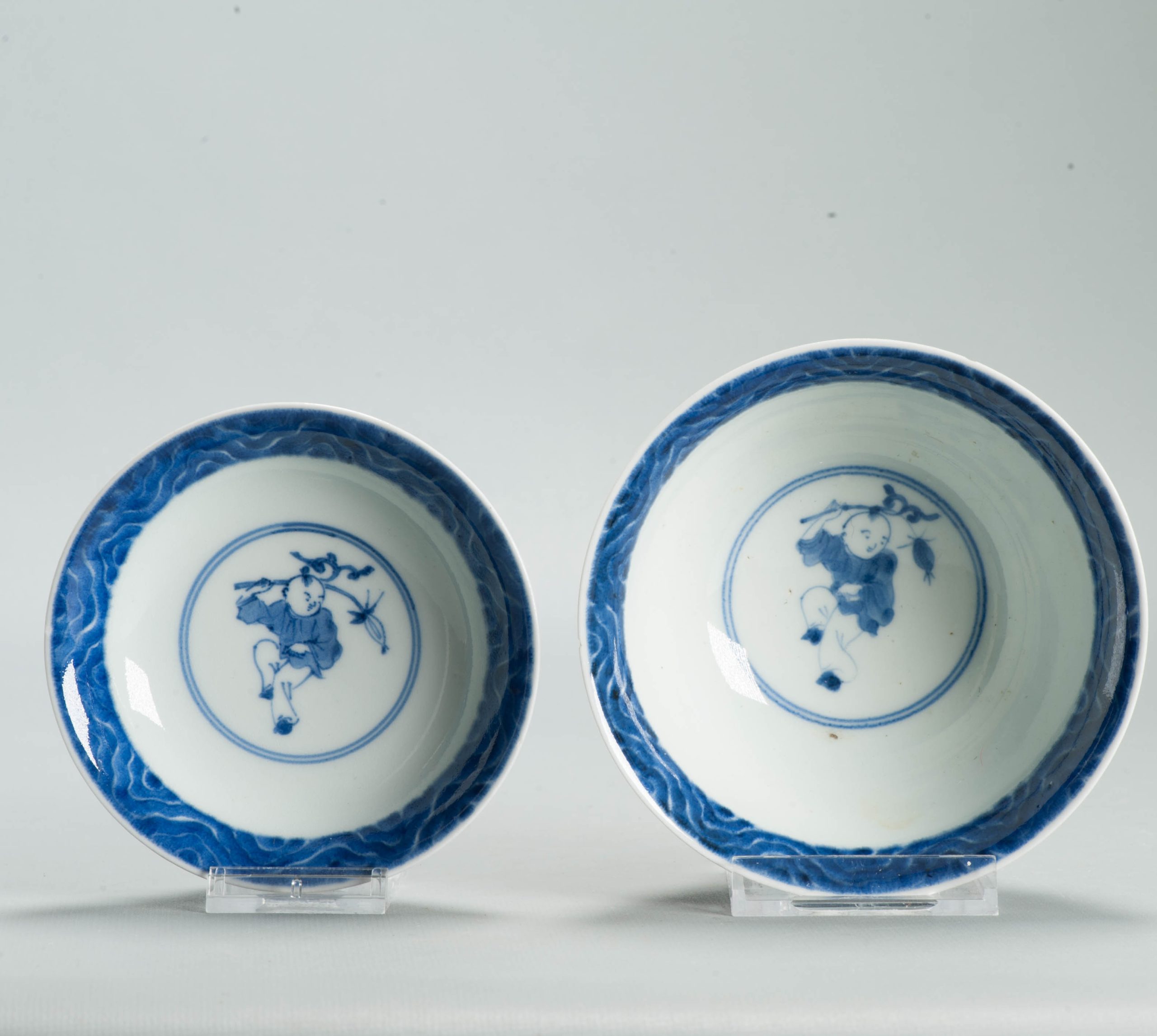 Antique Edo Japanese Arita Blue White Shonzui Gaiwan Covered Tea Bowl - 图片 3