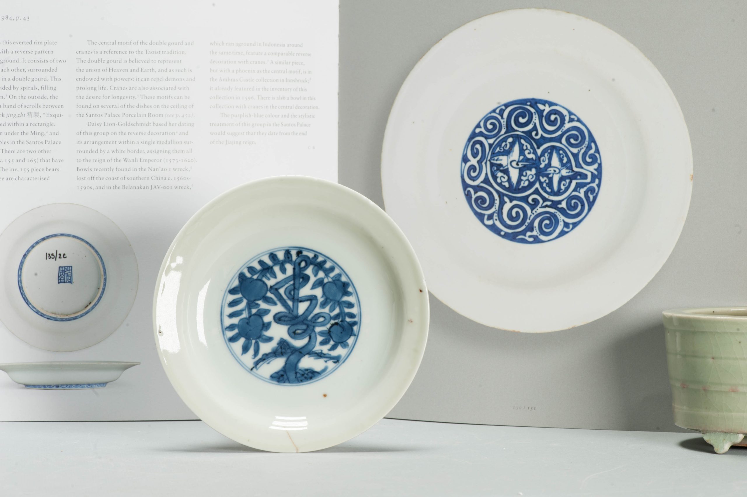 Antique Ming Chinese 16th C Jiajing Period with floral Plate Shou Character