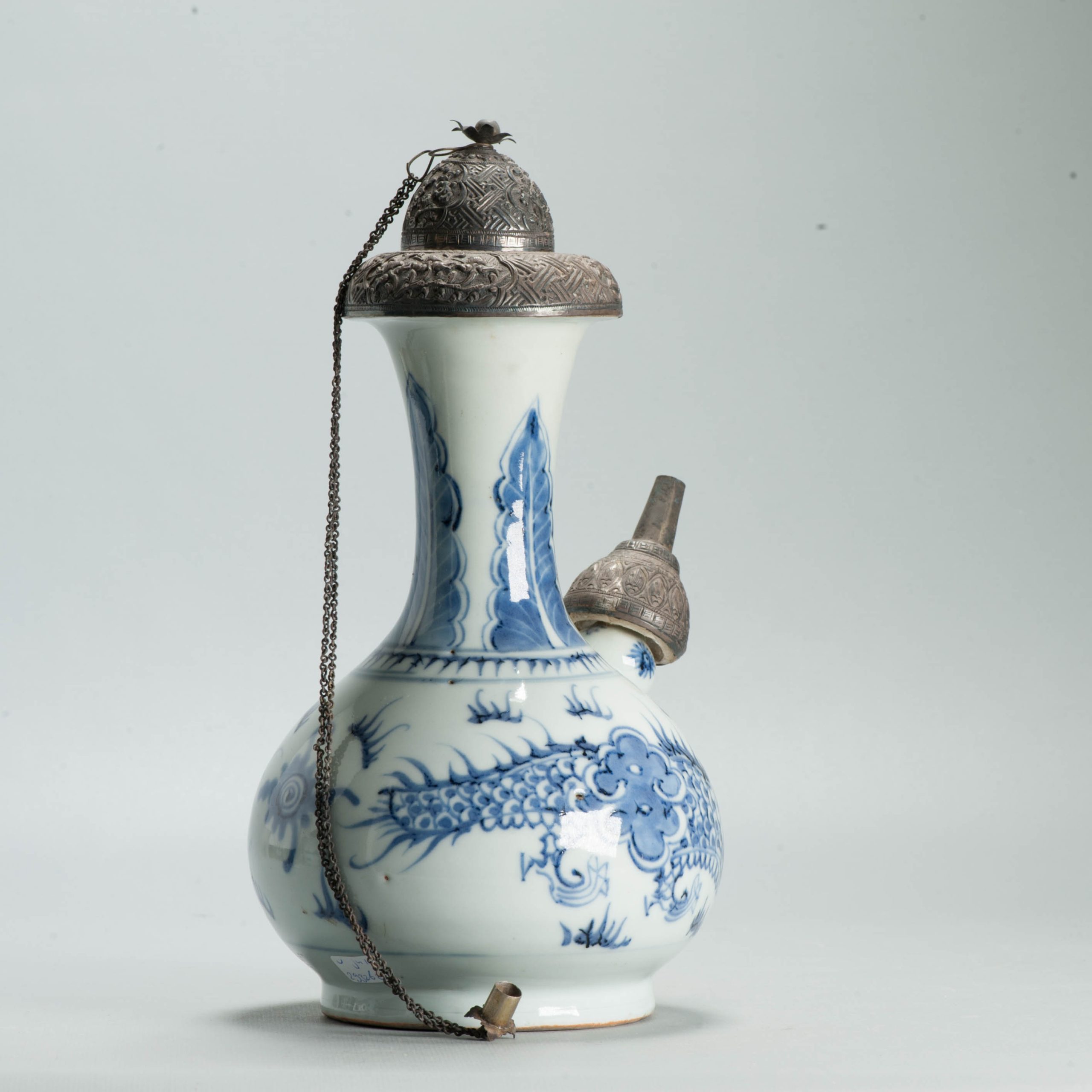 Antique Chinese Kendi Ghendi 18th c with Fenghuang Flowers Porcelain China - 图片 12