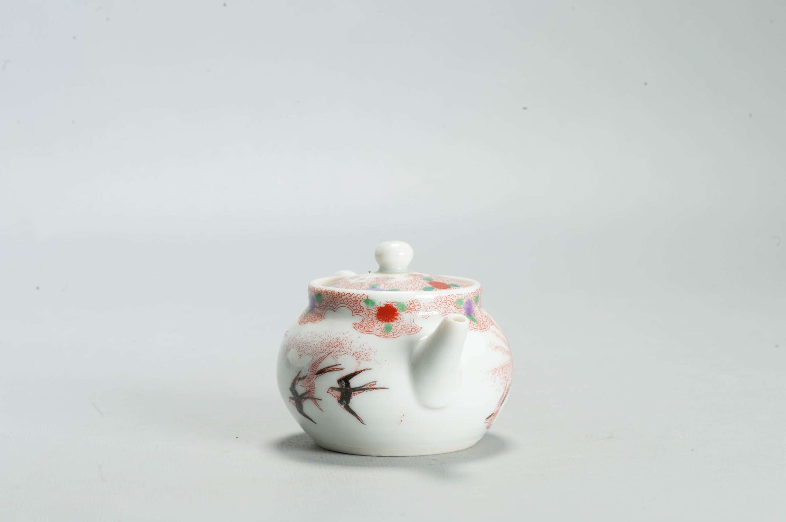 Antique 19th/20th c Period Japanese Porcelain Kutani Teapot with Birds - Image 14