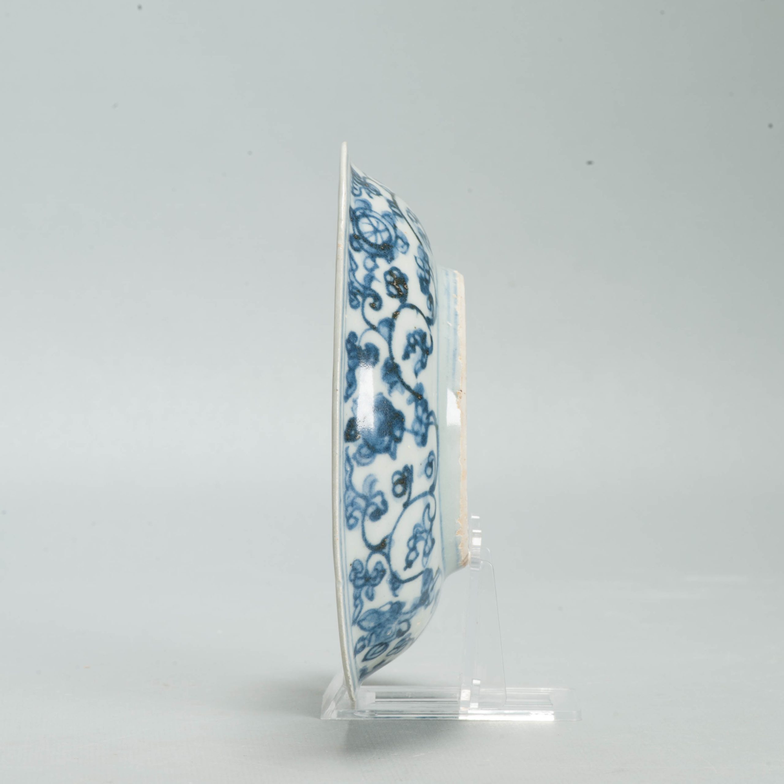 Antique Ming Hongzhi Zhengde Chinese Blue White Porcelain Floral Plate 16C - Image 12