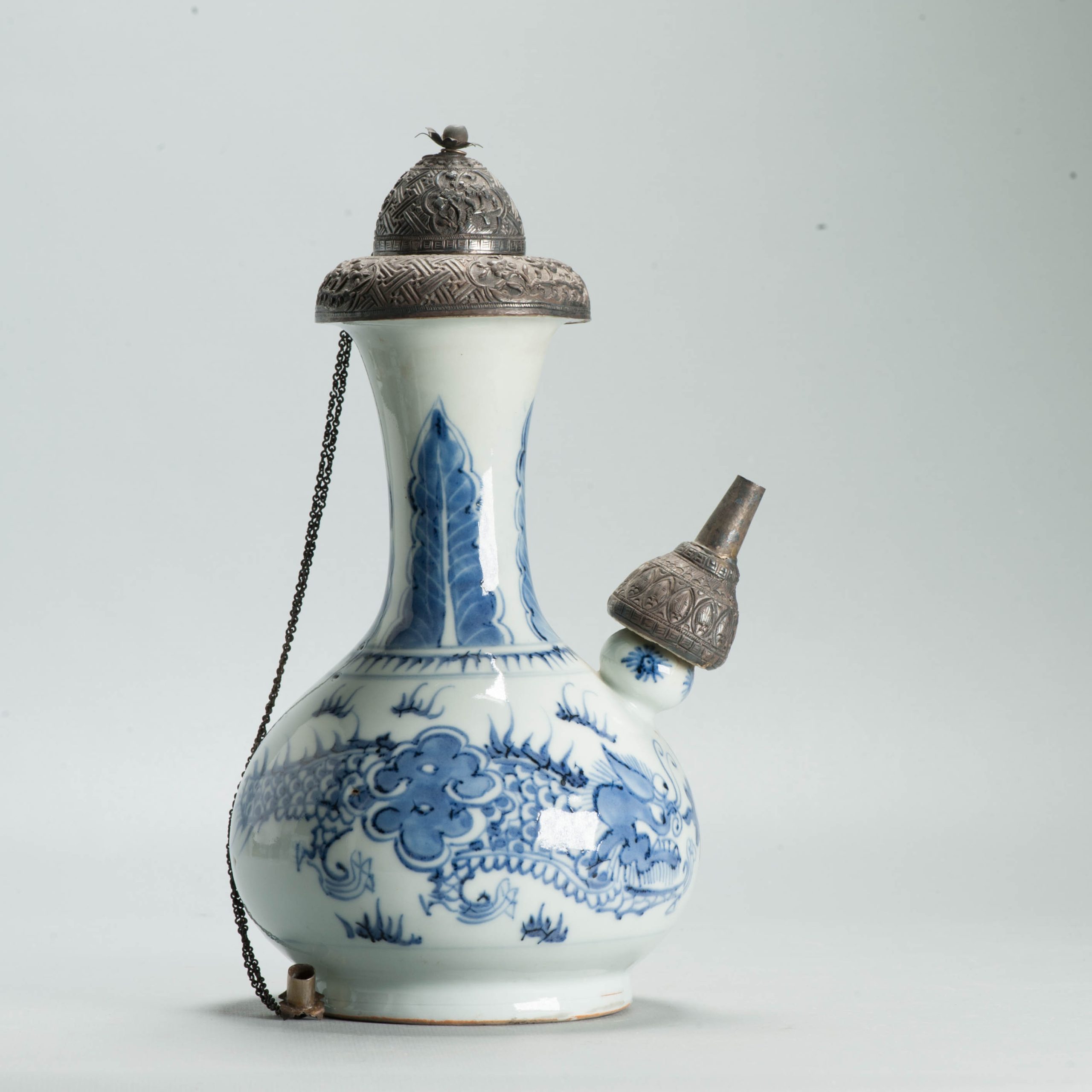 Antique Chinese Kendi Ghendi 18th c with Fenghuang Flowers Porcelain China - 图片 10