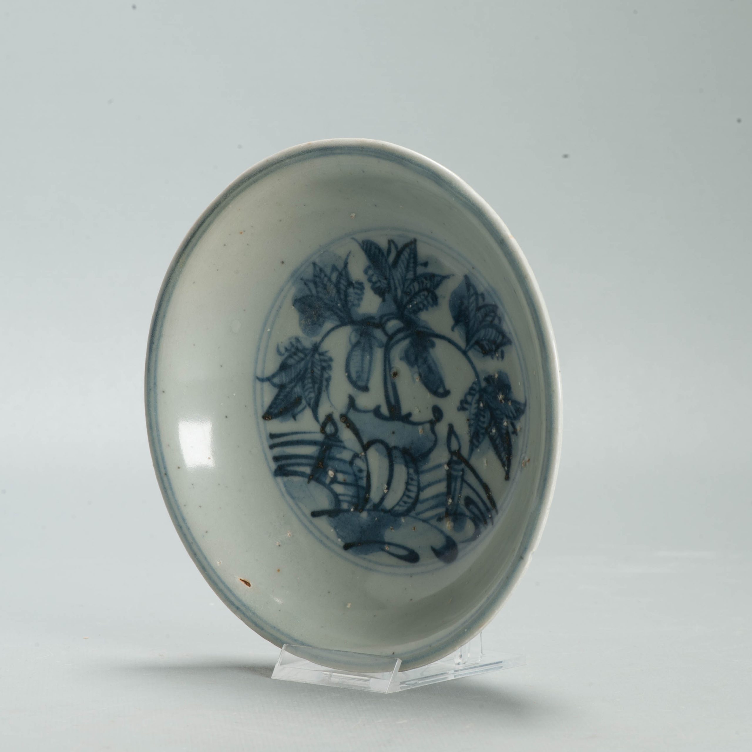 Antique Ming Hongzhi Zhengde Chinese Blue White Porcelain Floral Plate 16C - Image 10