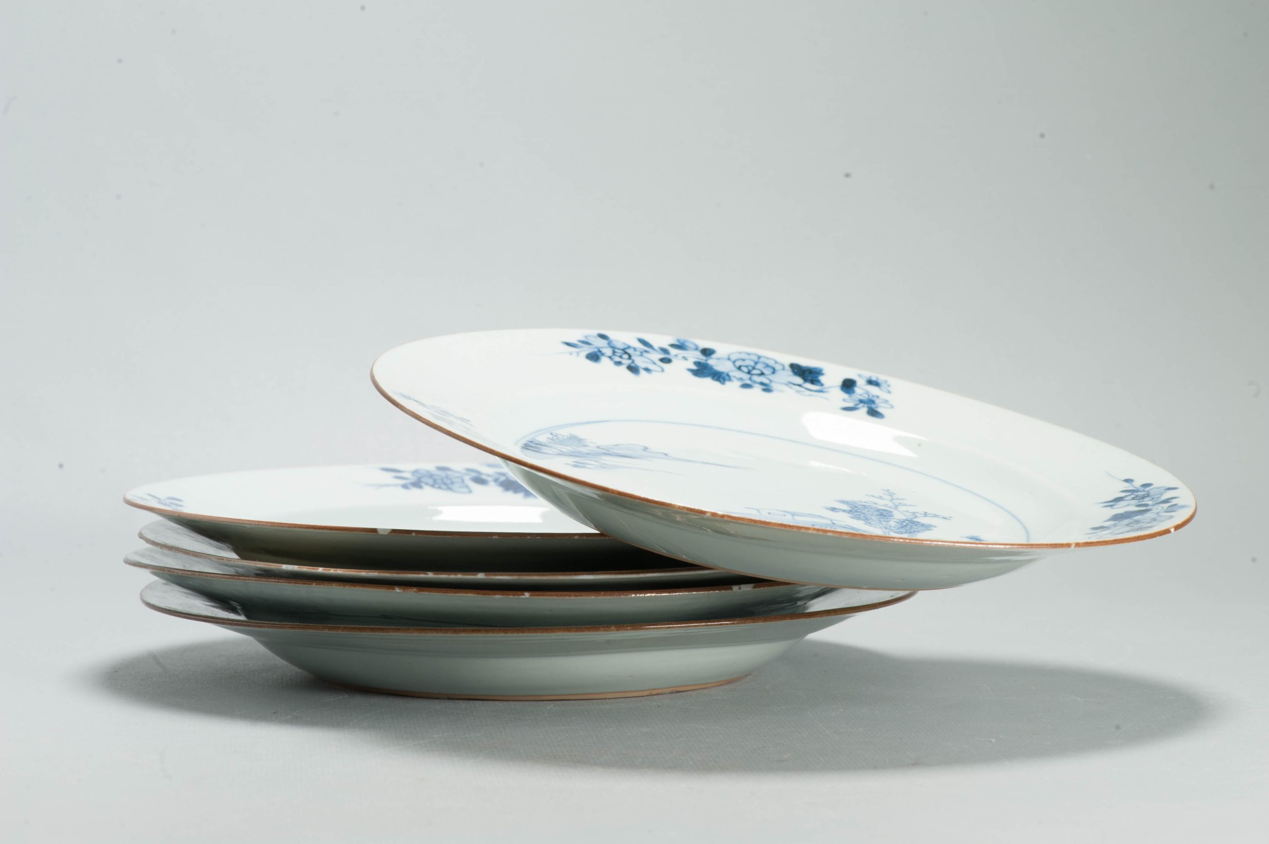 #5 Set Dinner Plates Antique 18C Chinese Qianlong Landscape Dishes Porcelain - Image 2
