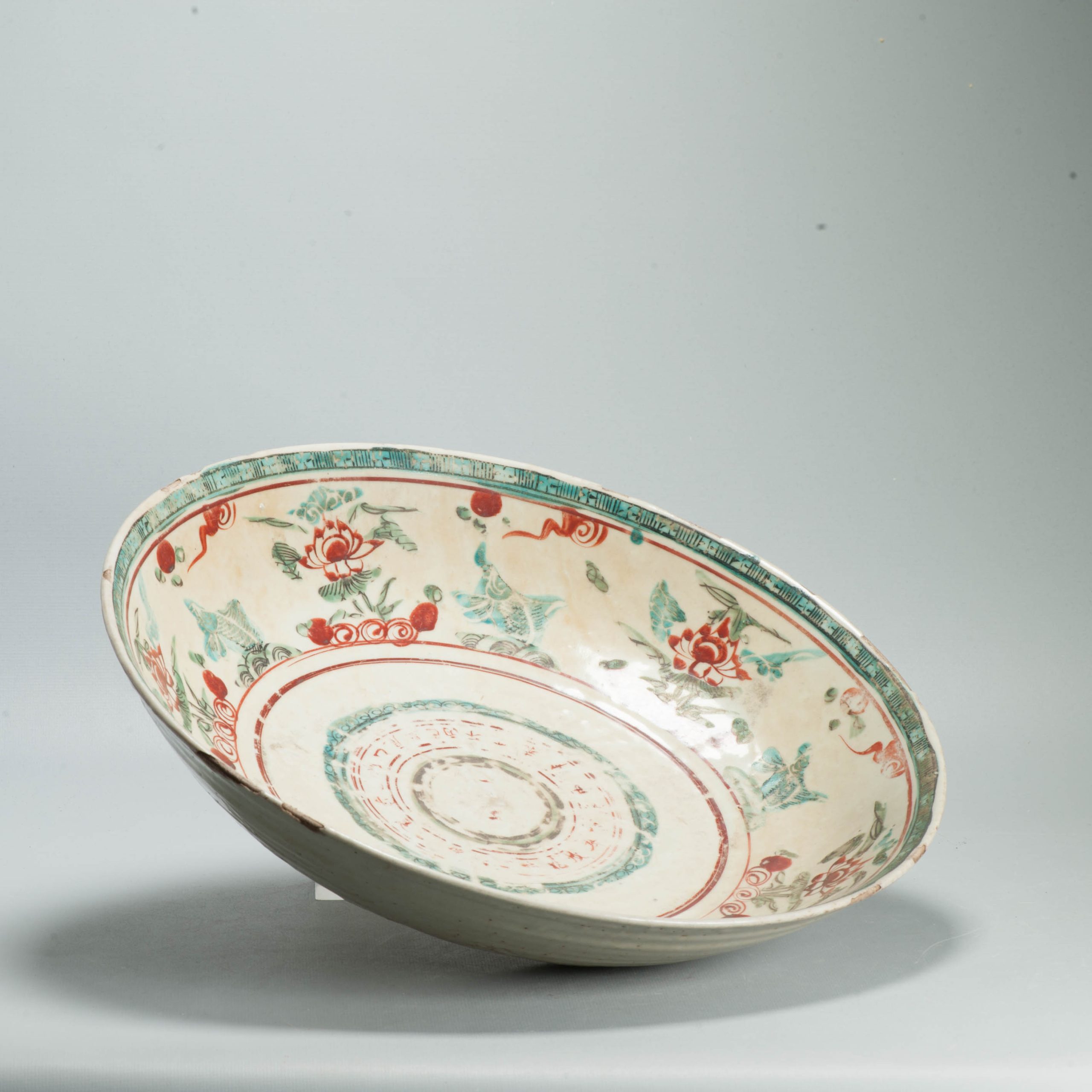34CM Antique Chinese Porcelain Ming China Swatow Zhanghou Wucai COlors - 图片 14
