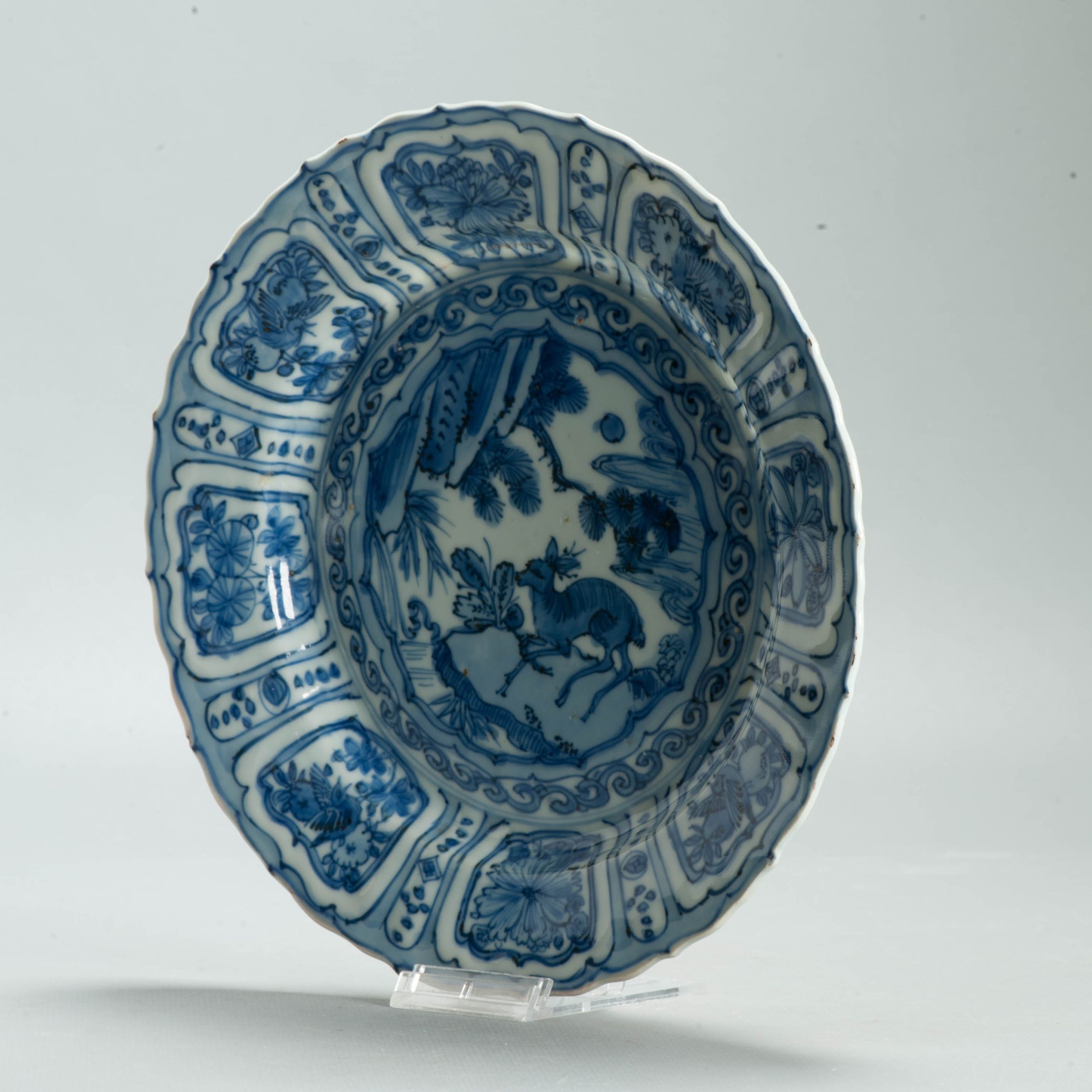 Antique Chinese Ming Wanli Kraak Porcelain Dish Deer Birds c.1600 - 图片 12