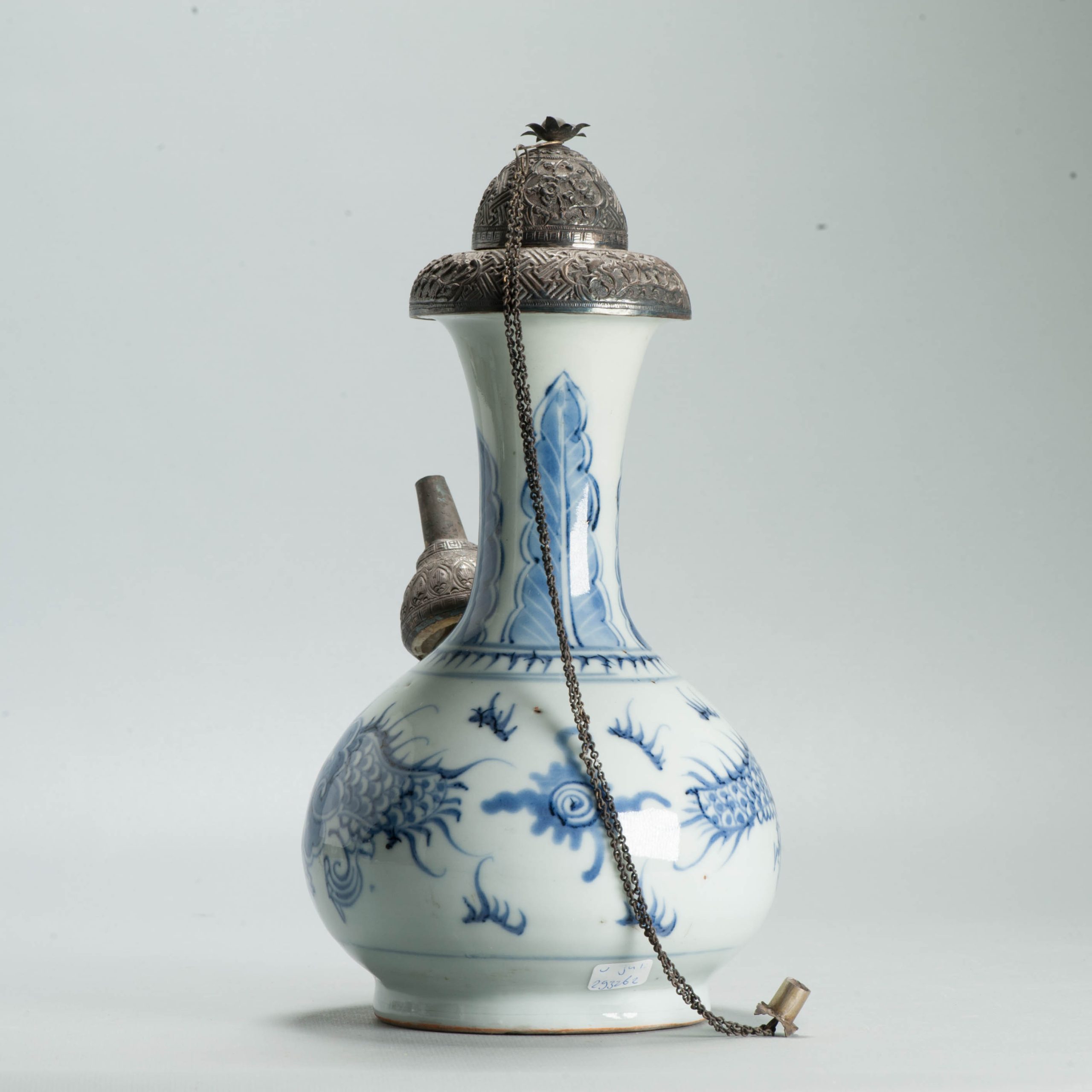 Antique Chinese Kendi Ghendi 18th c with Fenghuang Flowers Porcelain China - 图片 14