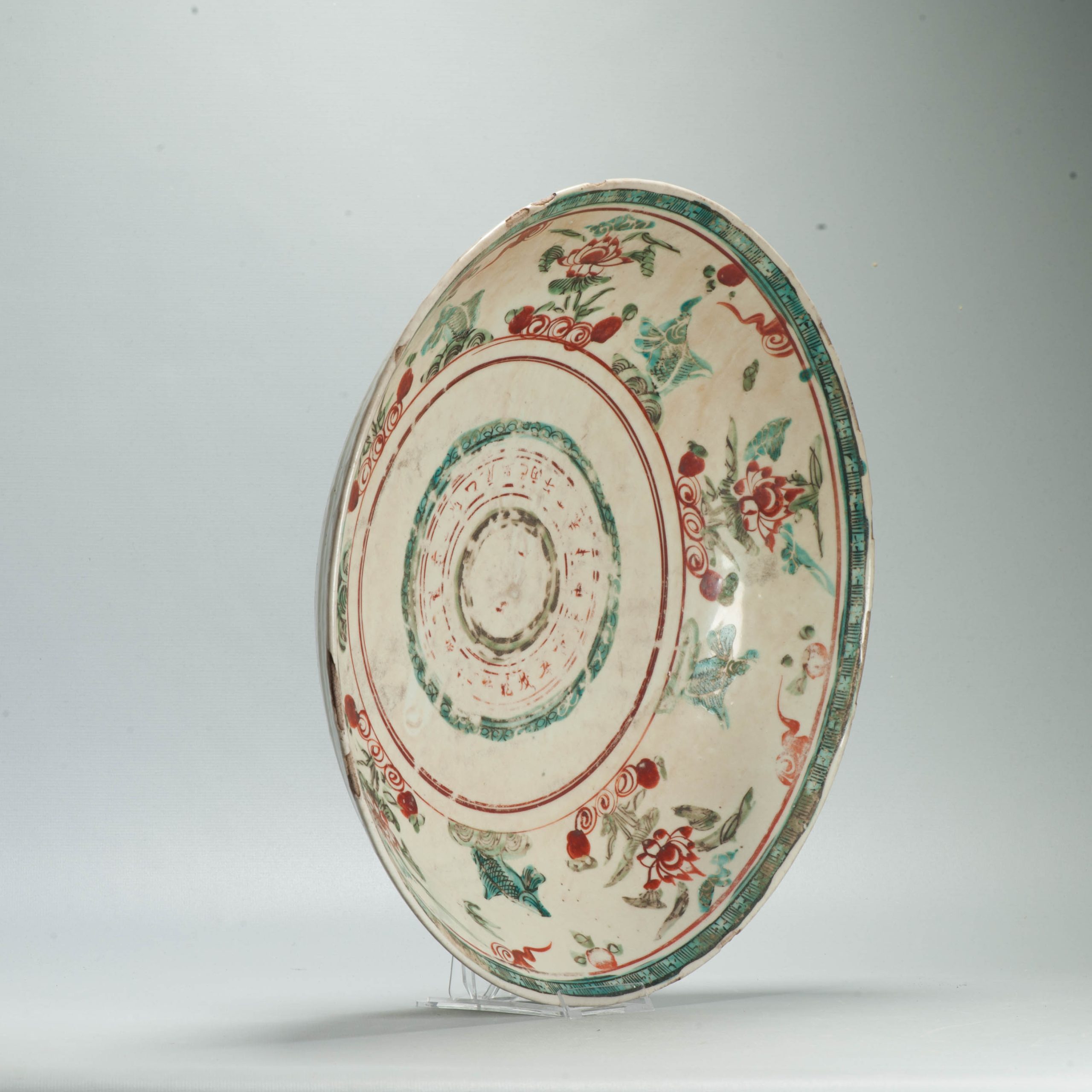34CM Antique Chinese Porcelain Ming China Swatow Zhanghou Wucai COlors - 图片 3