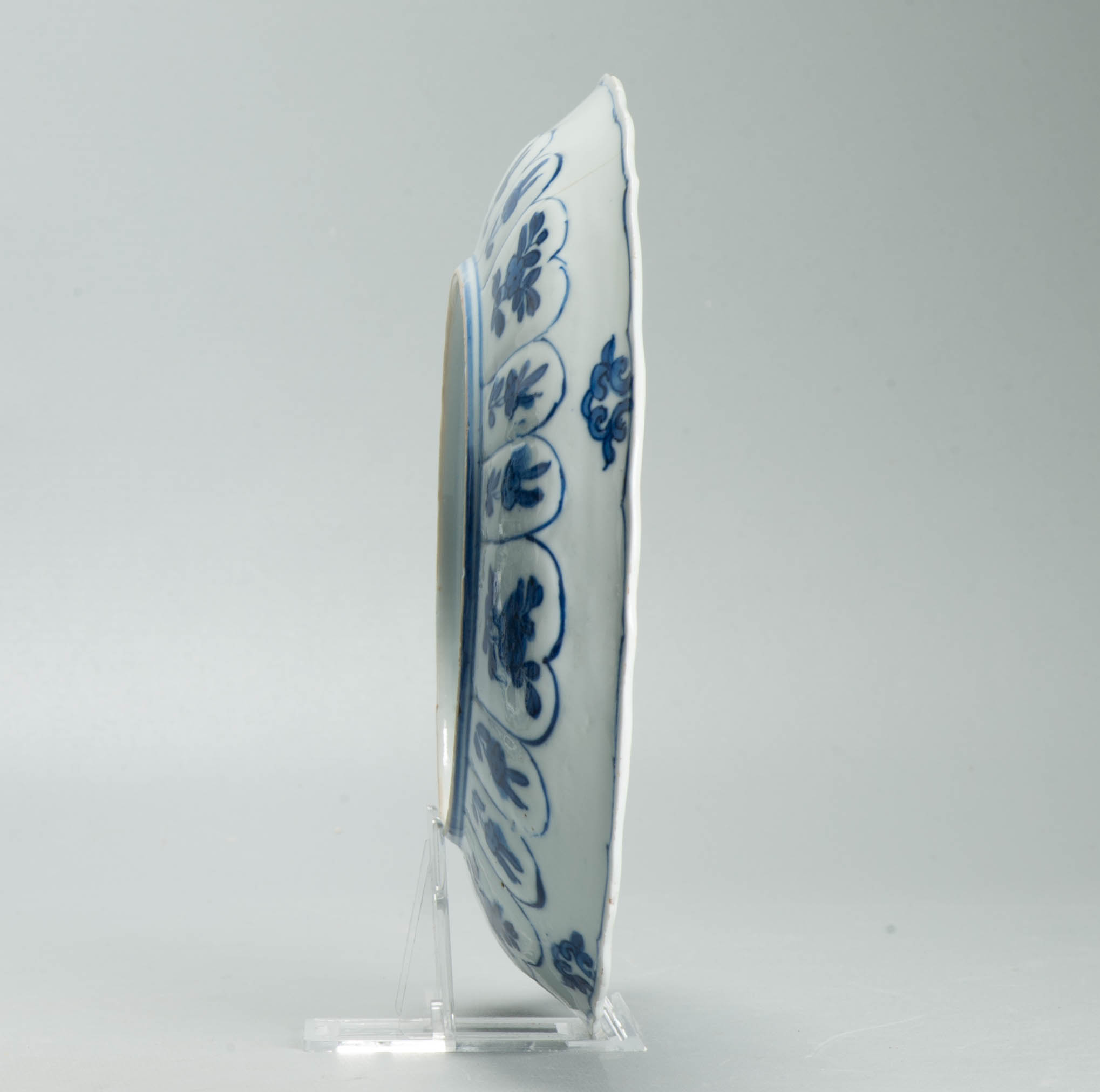 Antique Chinese 1700 Kangxi Blue & White Porcelain Dish Qing Dynasty Marked - 图片 4
