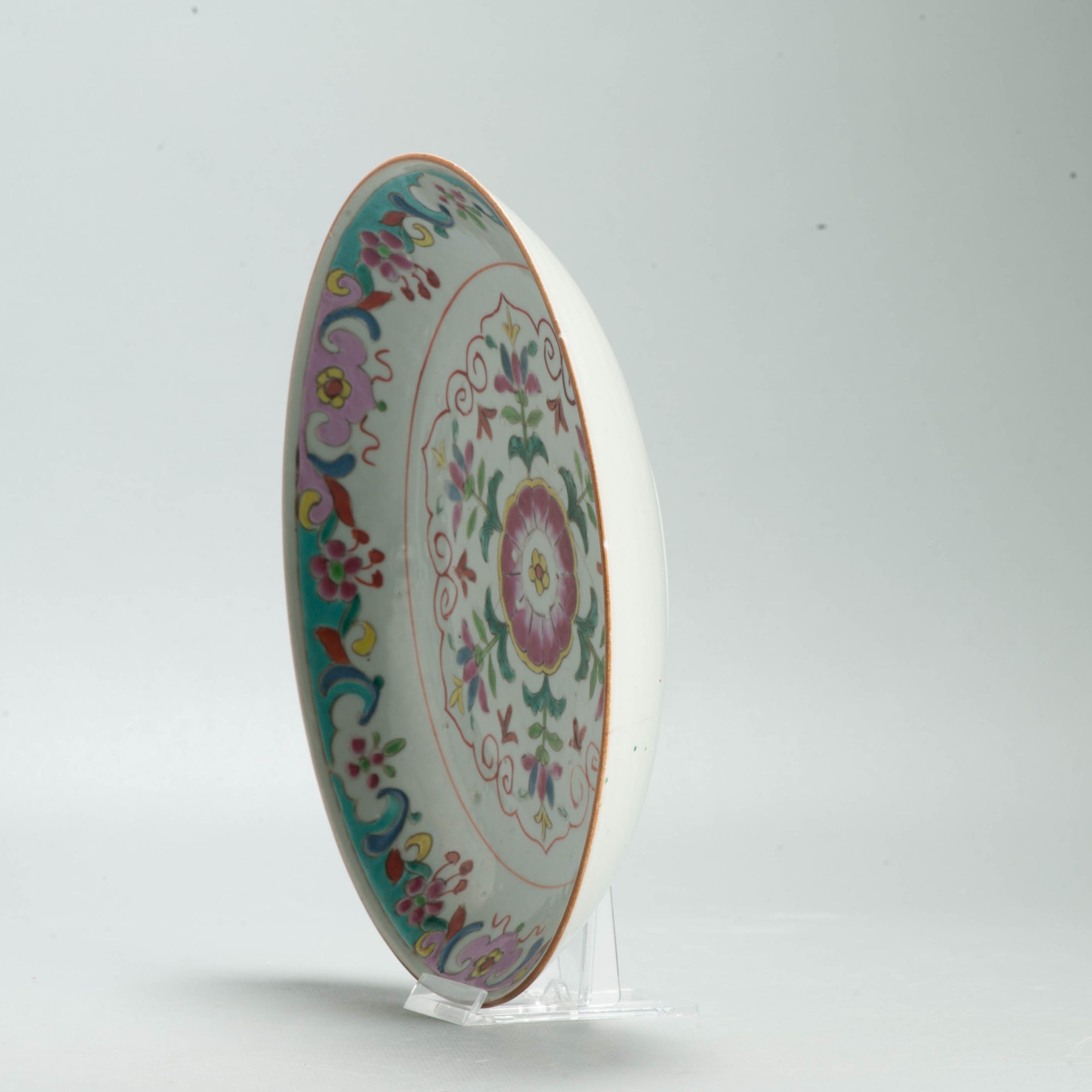 Antique 18C Qianlong period Chinese Porcelain SE Asia Famille Rose Plate - Image 9
