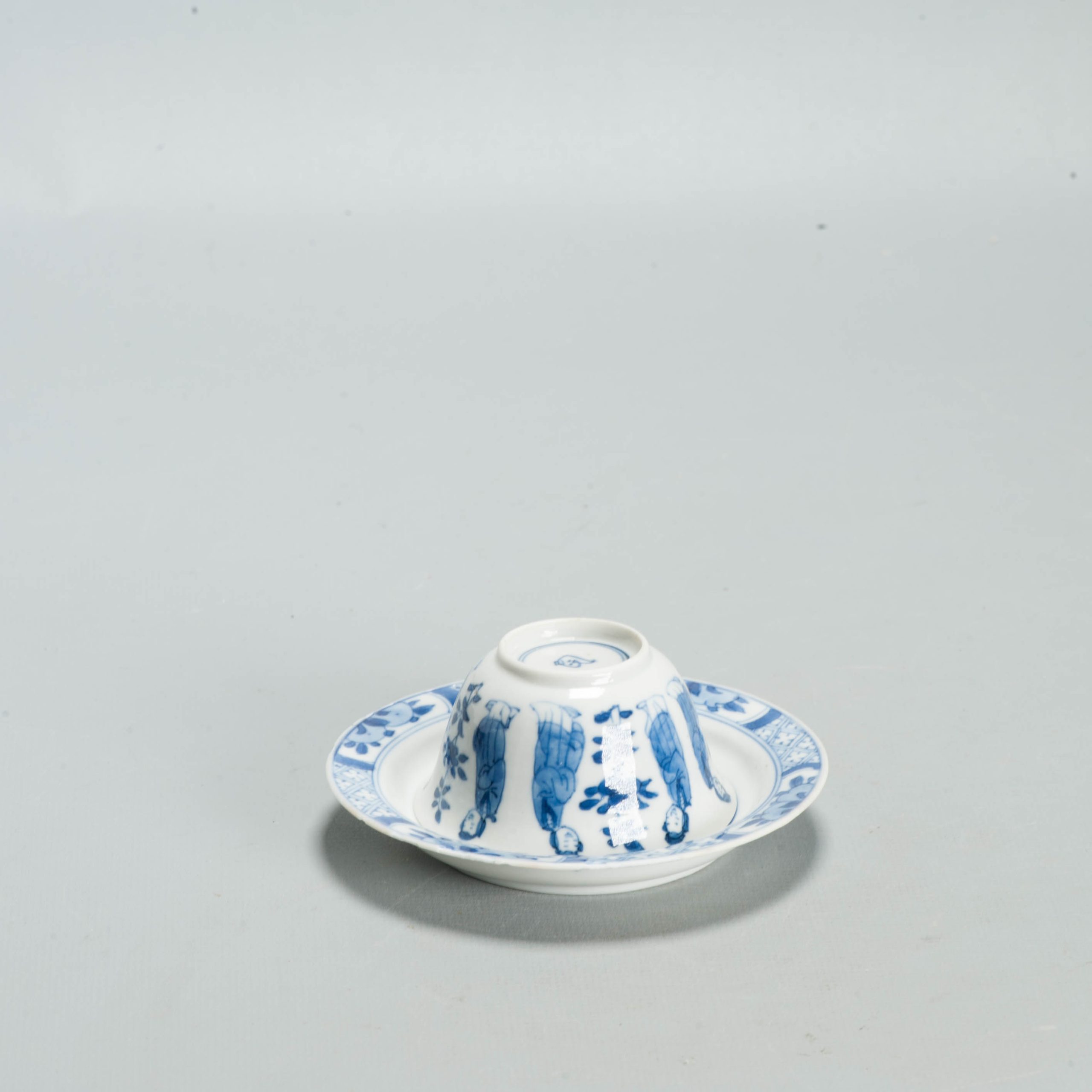 Antique Ca 1700 Chinese Porcelain Tea Set Kangxi Blue White Figural Liza - Image 16