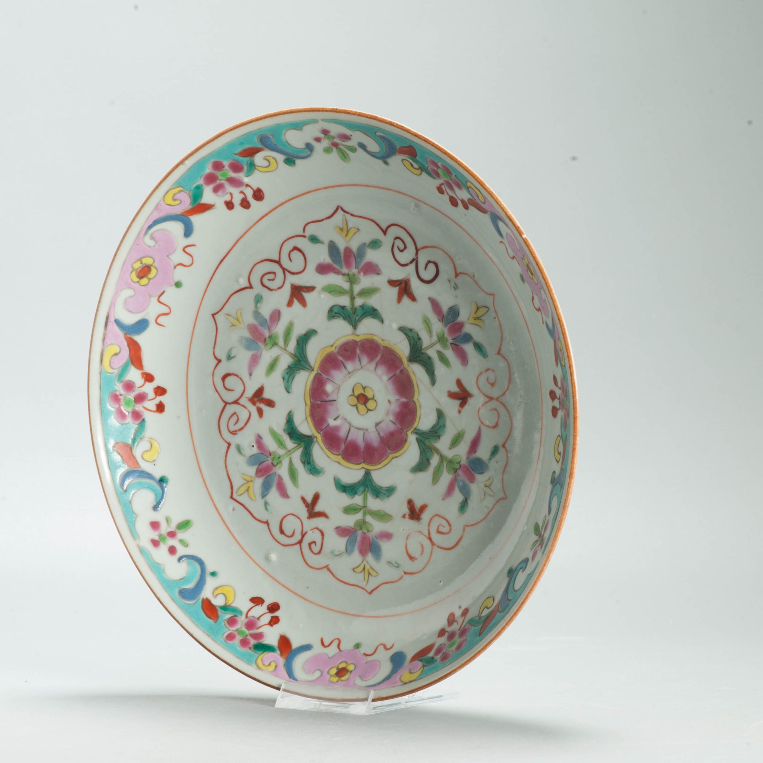 Antique 18C Qianlong period Chinese Porcelain SE Asia Famille Rose Plate - Image 8