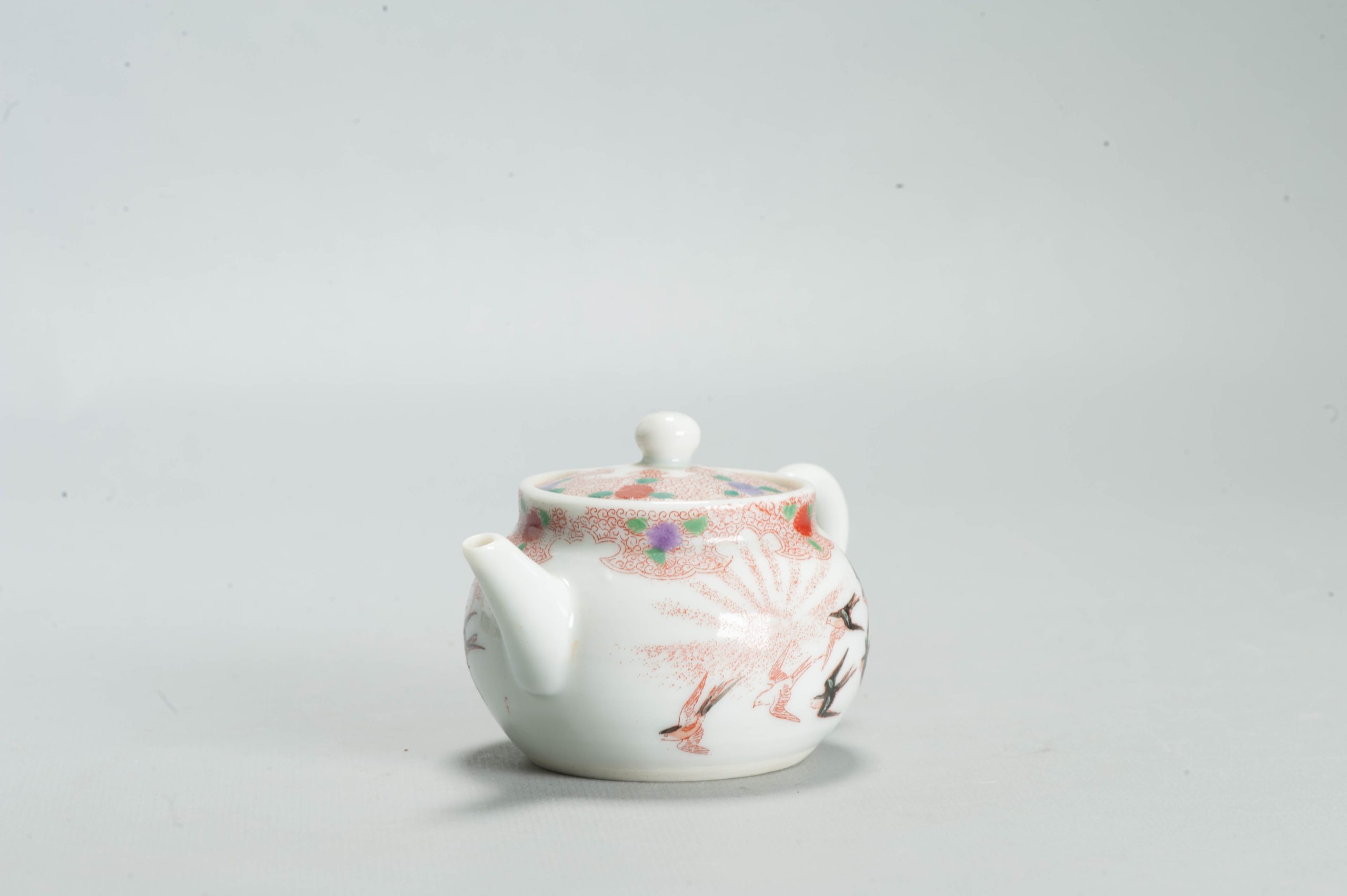 Antique 19th/20th c Period Japanese Porcelain Kutani Teapot with Birds - Image 12