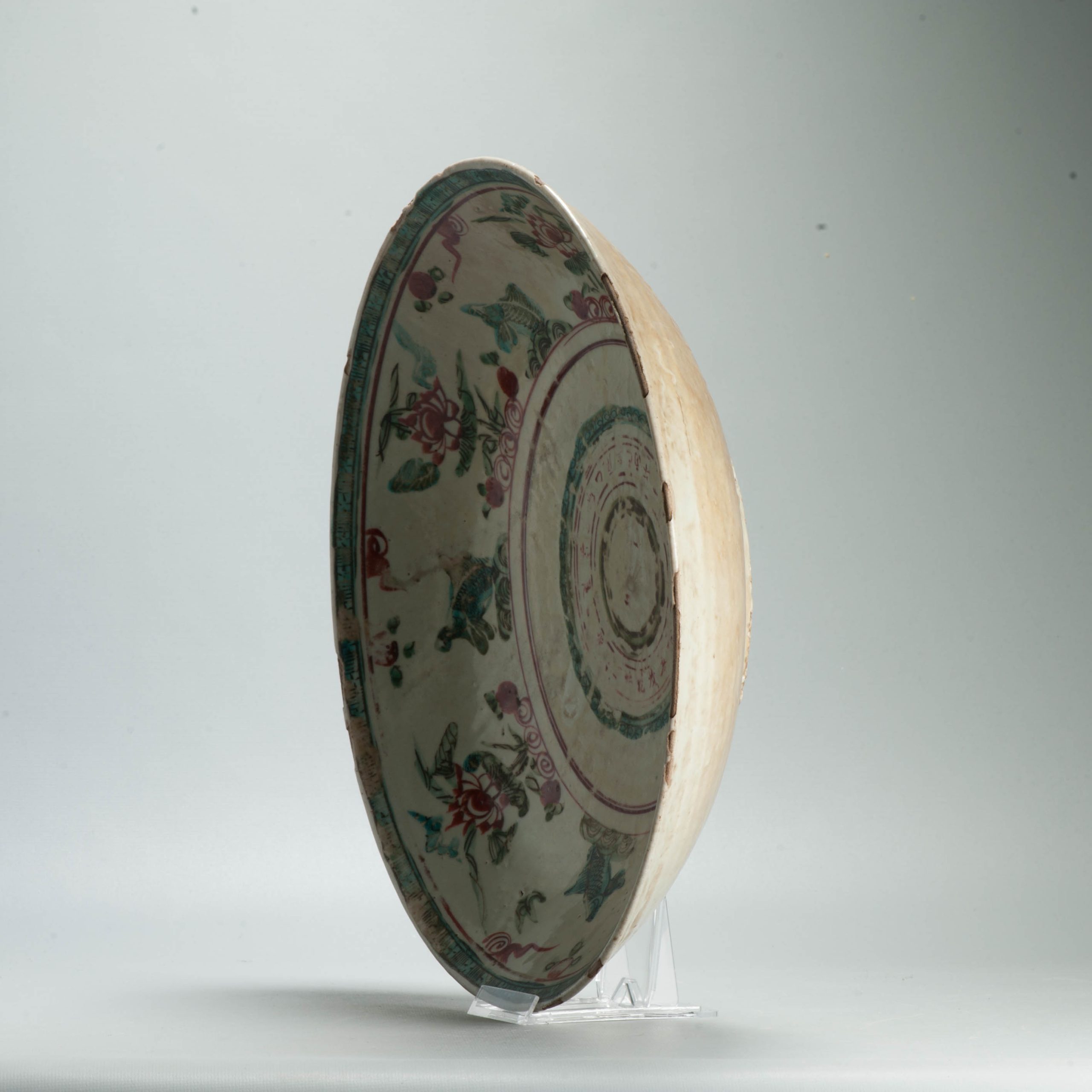 34CM Antique Chinese Porcelain Ming China Swatow Zhanghou Wucai COlors - 图片 11