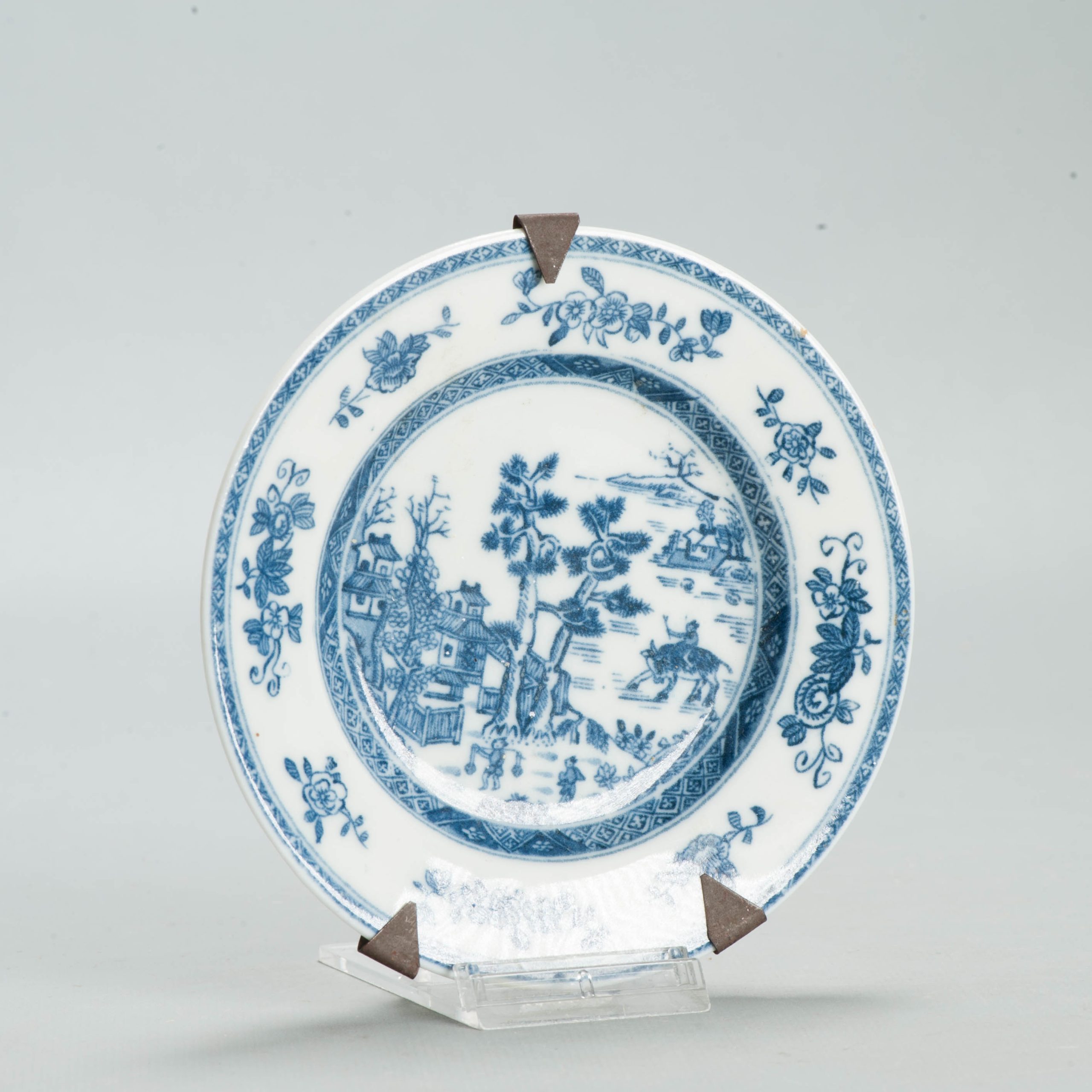 Antique ca 1900 european mosa Plate maastricht Hunter kangxi style - Image 2