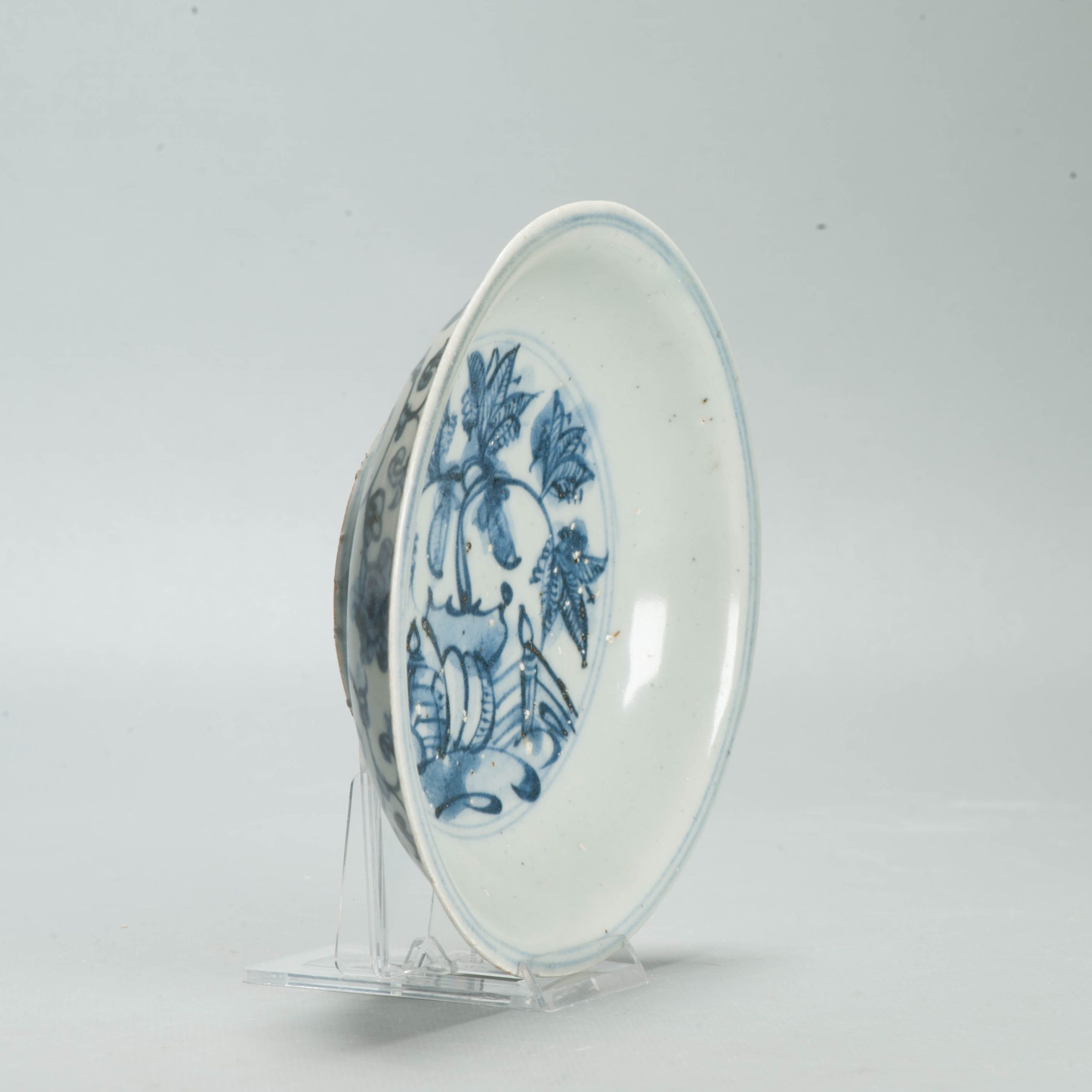 Antique Ming Hongzhi Zhengde Chinese Blue White Porcelain Floral Plate 16C - Image 7
