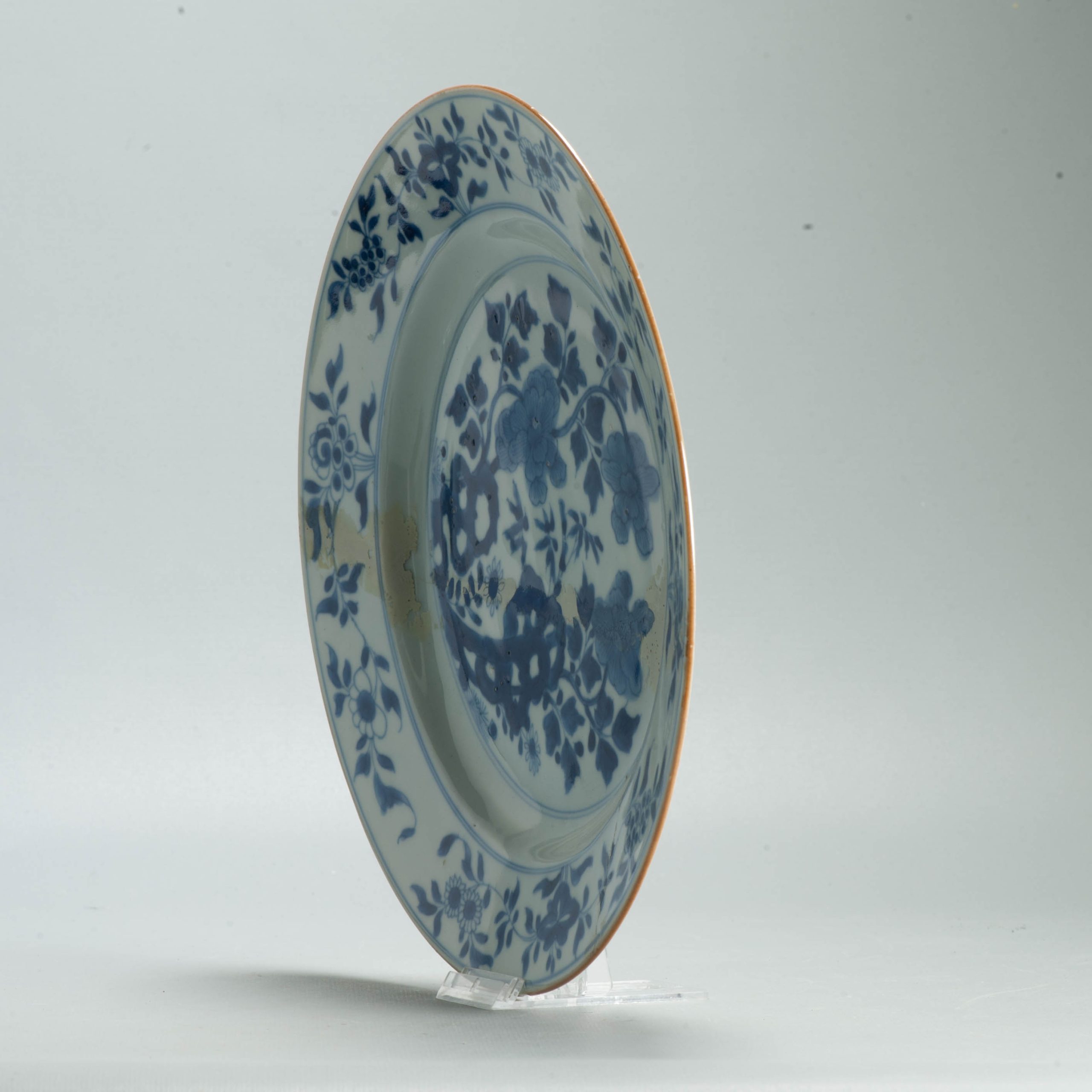 Antique 18th c Chinese Blue & White Porcelain Dish Flowers and Garden - 图片 12