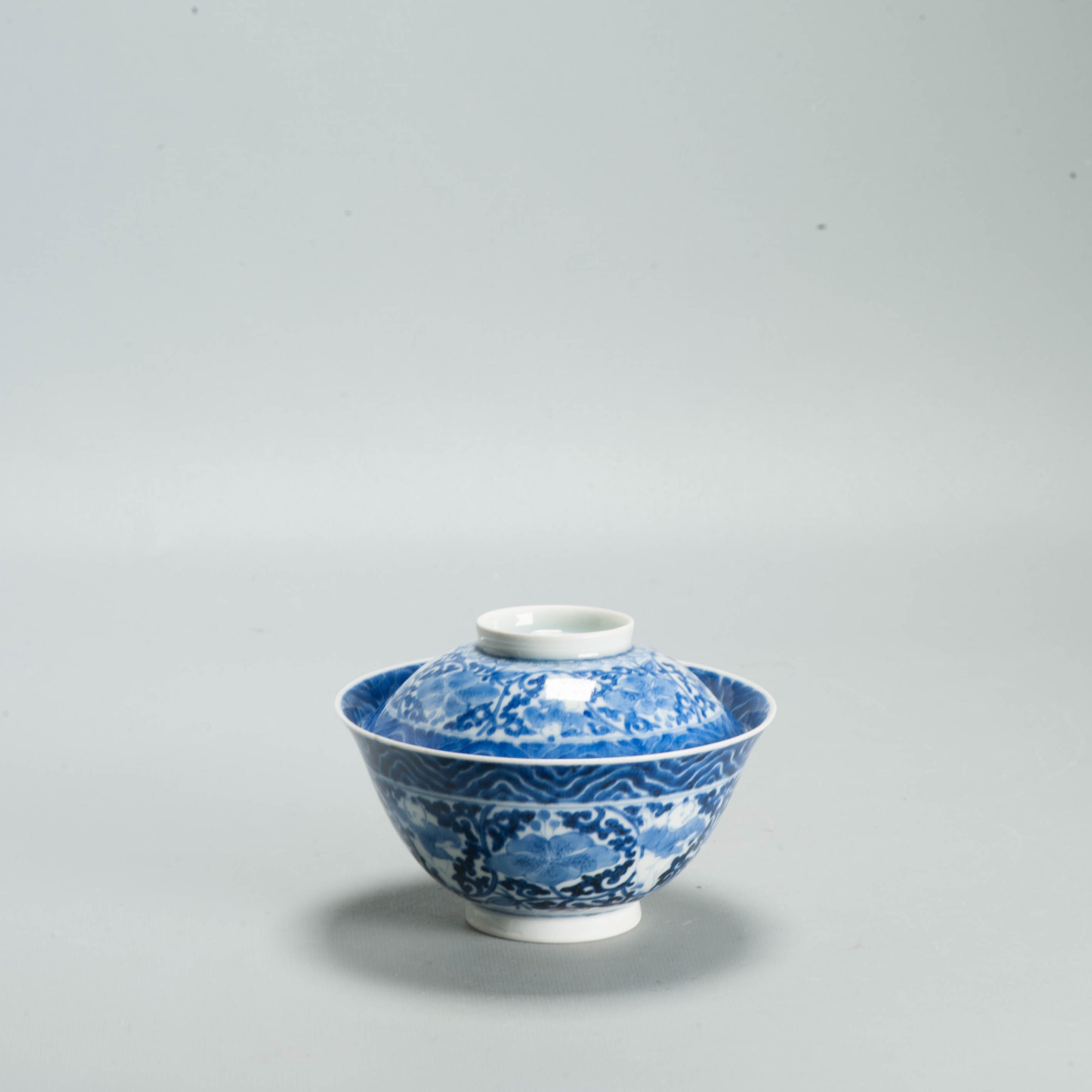 Antique Edo Japanese Arita Blue White Shonzui Gaiwan Covered Tea Bowl - 图片 20