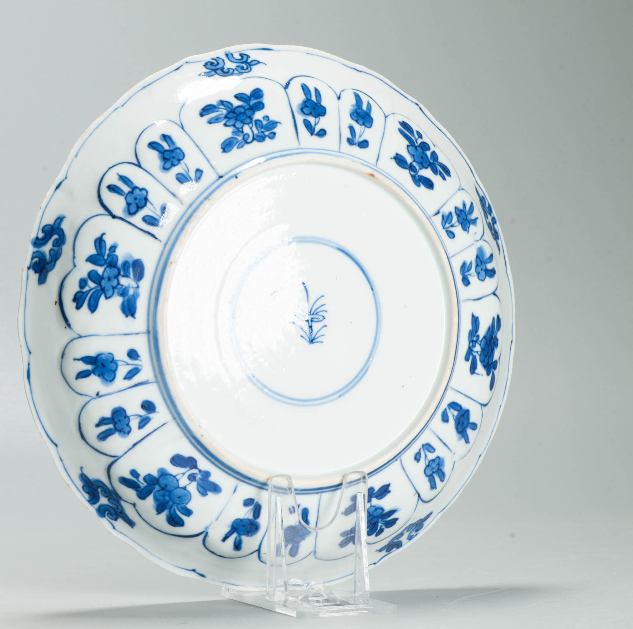 Antique Chinese 1700 Kangxi Blue & White Porcelain Dish Qing Dynasty Marked - 图片 8