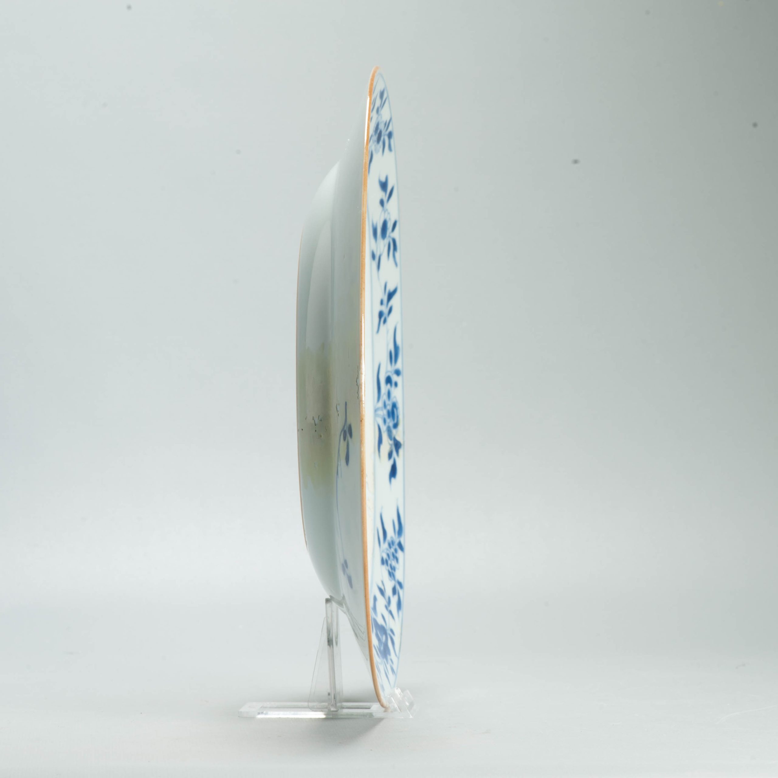 Antique 18th c Chinese Blue & White Porcelain Dish Flowers and Garden - 图片 5