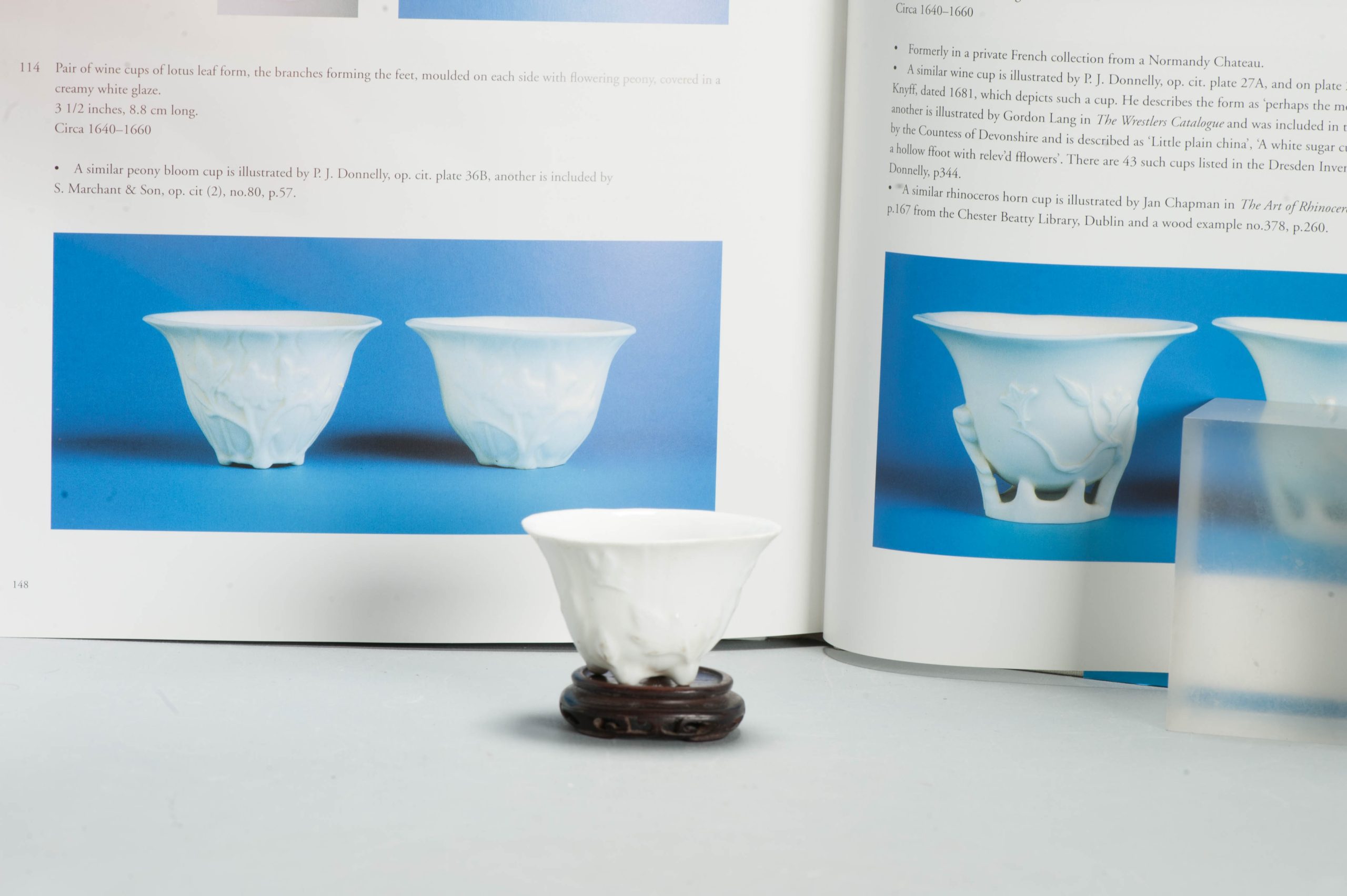 Antique Chinese Rare 17th C Dehua Blanc de Chine Libation Cup Flowers Insects - 图片 16