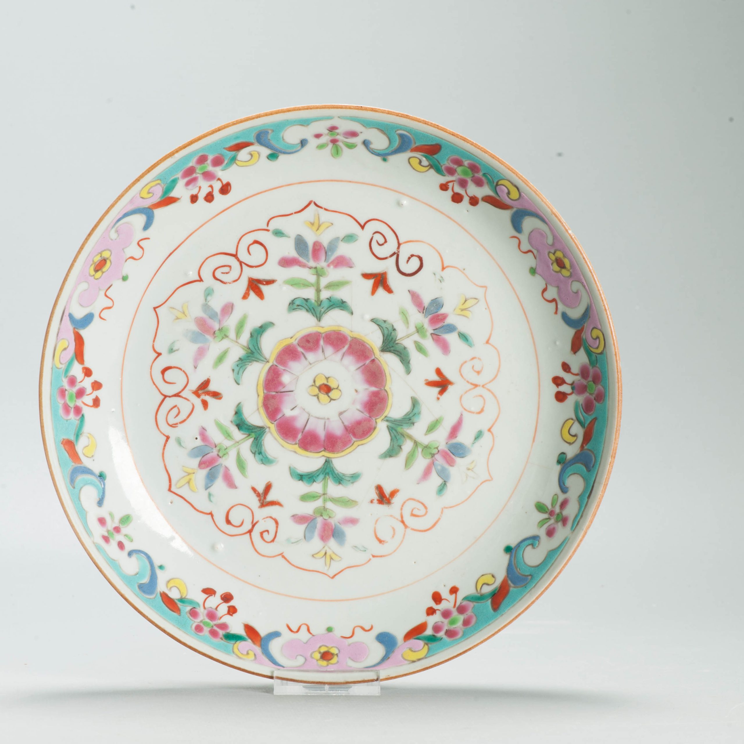 Antique 18C Qianlong period Chinese Porcelain SE Asia Famille Rose Plate - Image 7