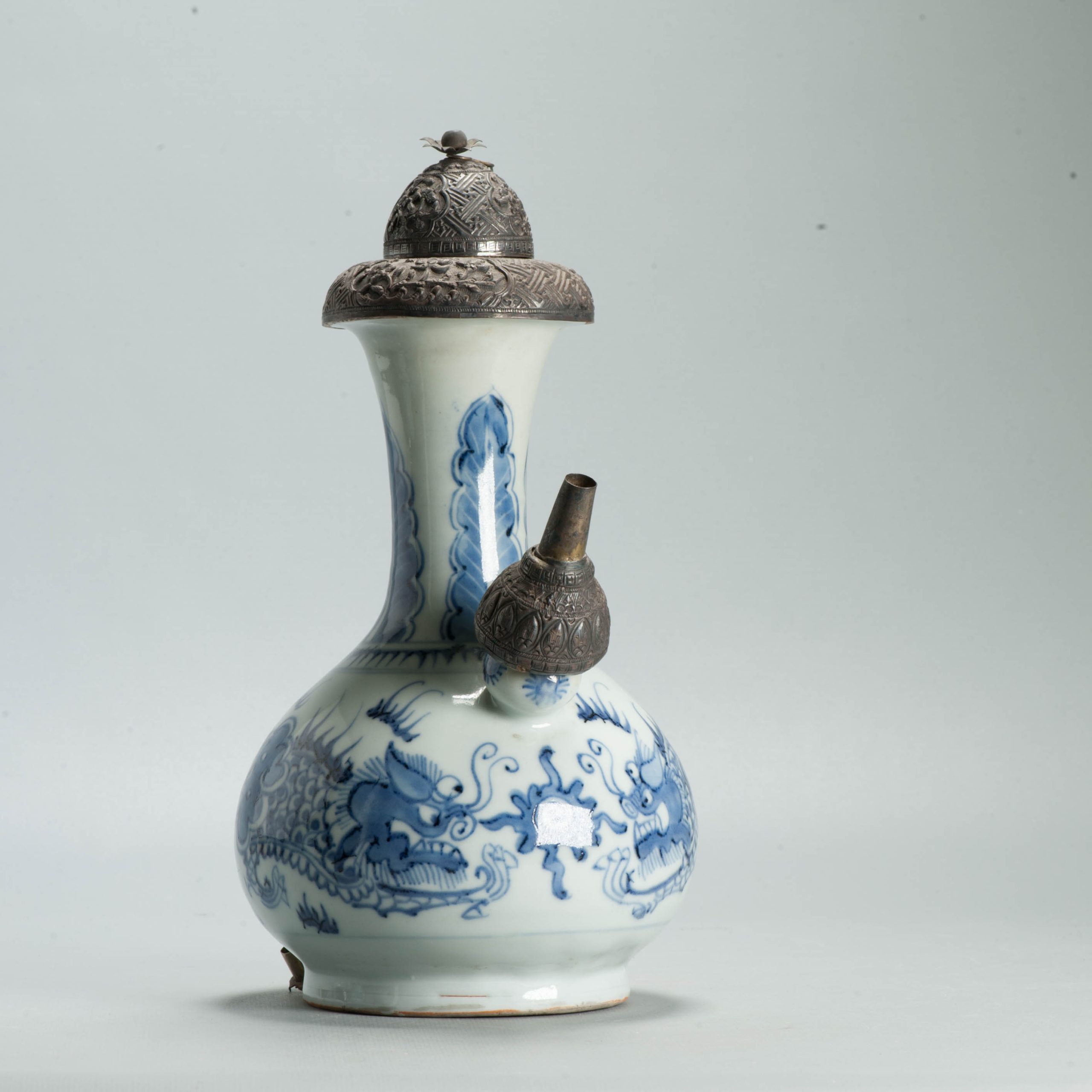Antique Chinese Kendi Ghendi 18th c with Fenghuang Flowers Porcelain China - 图片 8