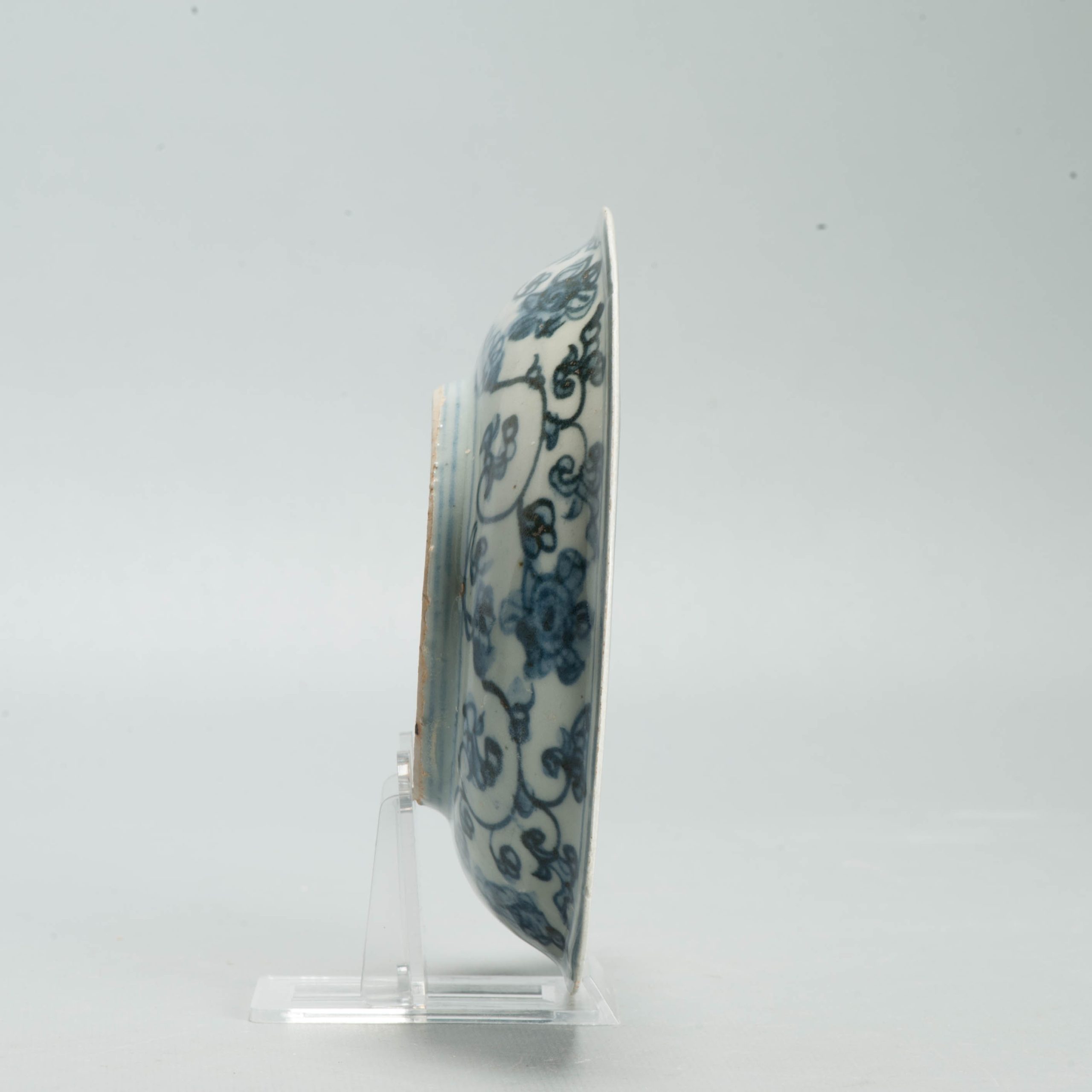 Antique Ming Hongzhi Zhengde Chinese Blue White Porcelain Floral Plate 16C - Image 6