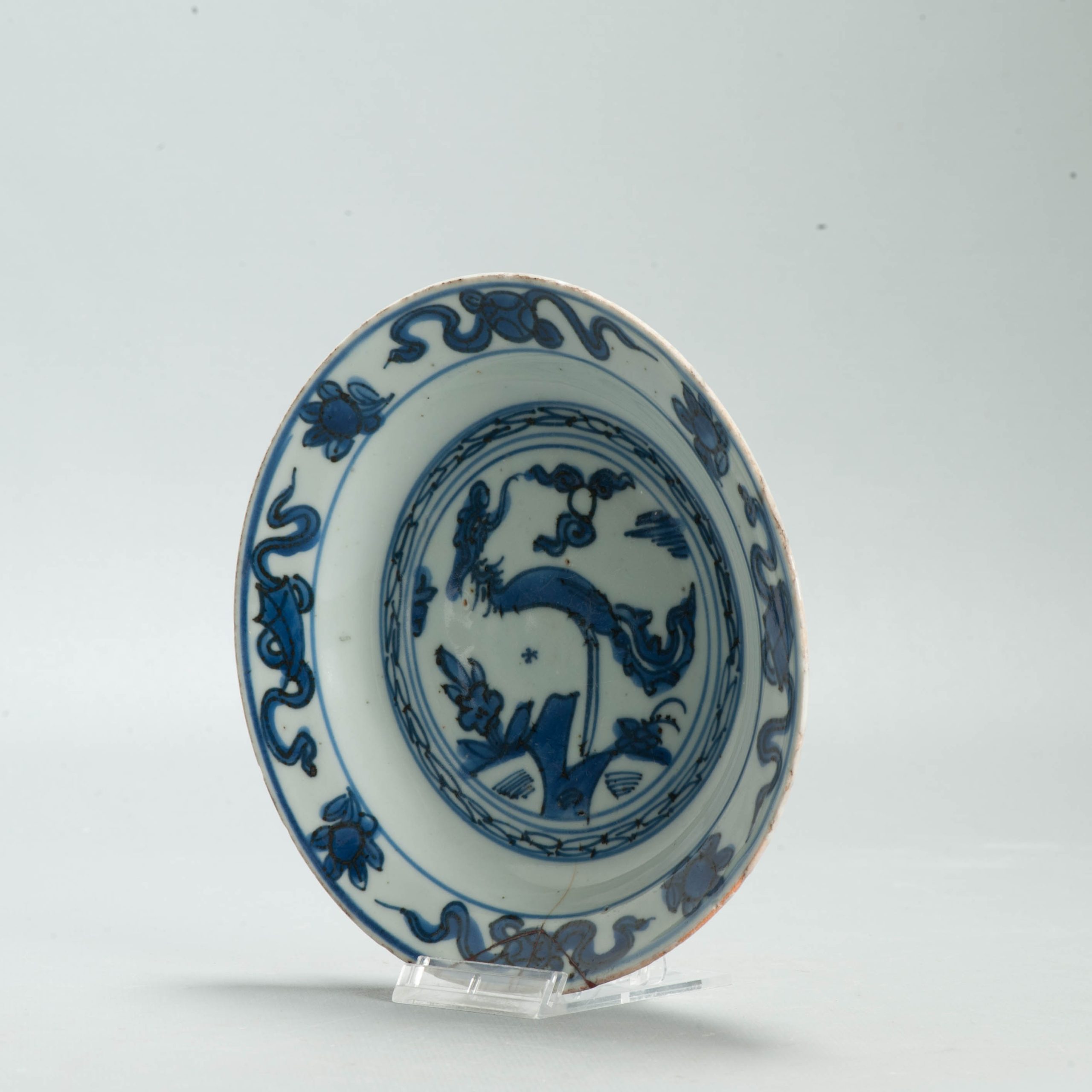 Antique Chinese Porcelain Ming 1540-1580 Jiajing Wanli Fenghuang Phoenix Plate - Image 9