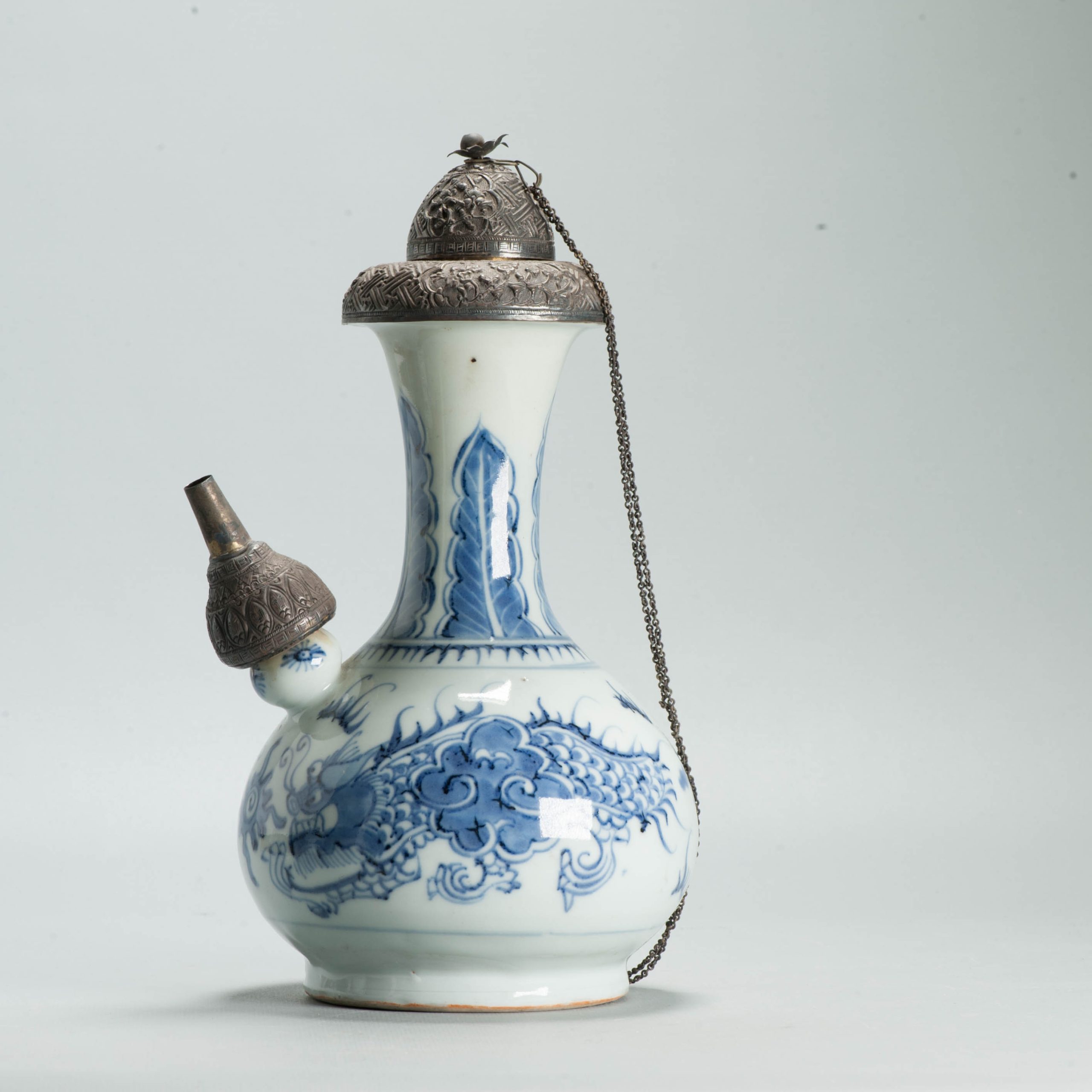 Antique Chinese Kendi Ghendi 18th c with Fenghuang Flowers Porcelain China - 图片 5