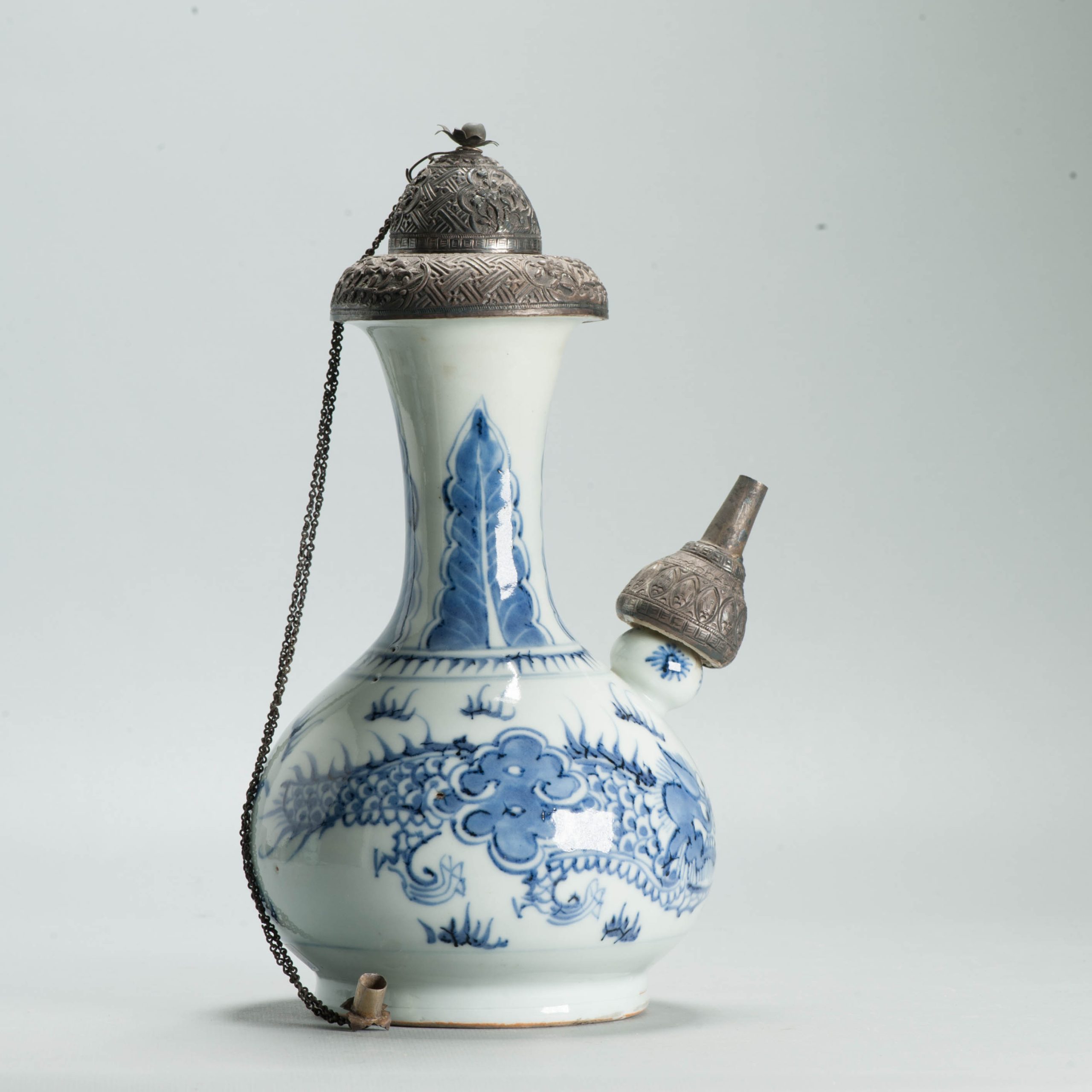 Antique Chinese Kendi Ghendi 18th c with Fenghuang Flowers Porcelain China - 图片 11