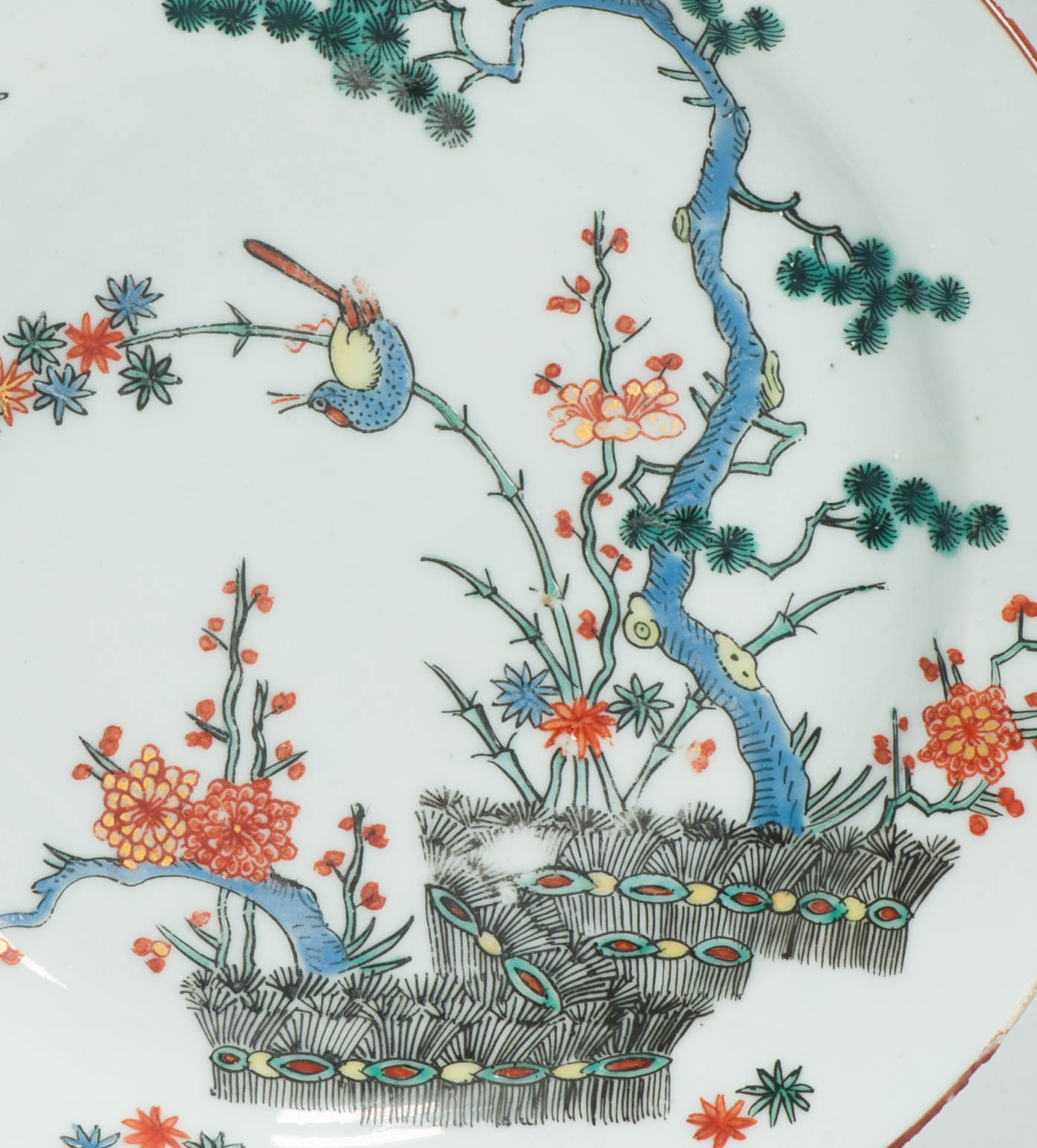 Antique 18C Chinese Porcelain Kakiemon Dish Amsterdam Bont Qing Birds - Image 4