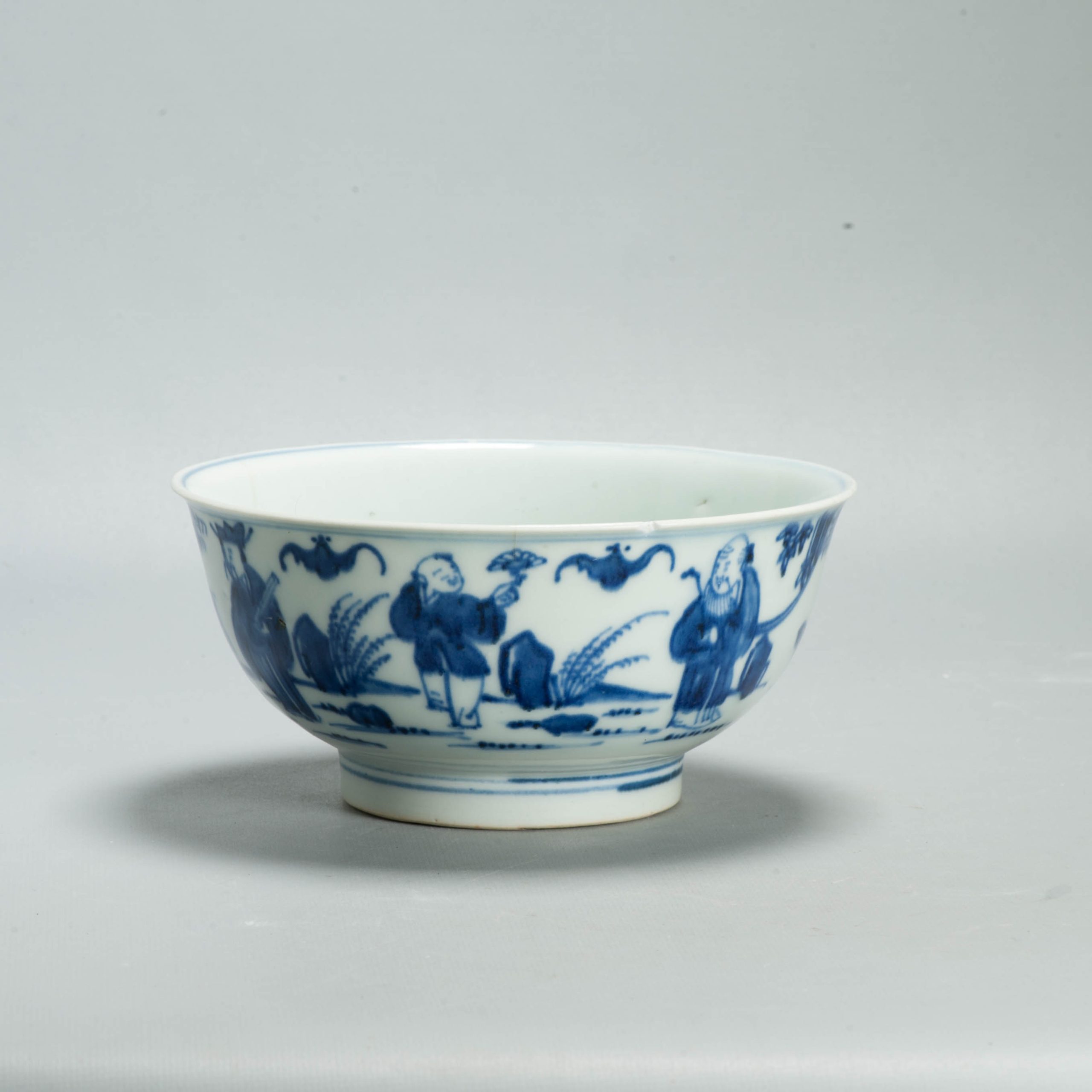 Antique 17th/18th C Chinese Porcelain Bowl / Dish Qilin Cobalt Landscape - 图片 11