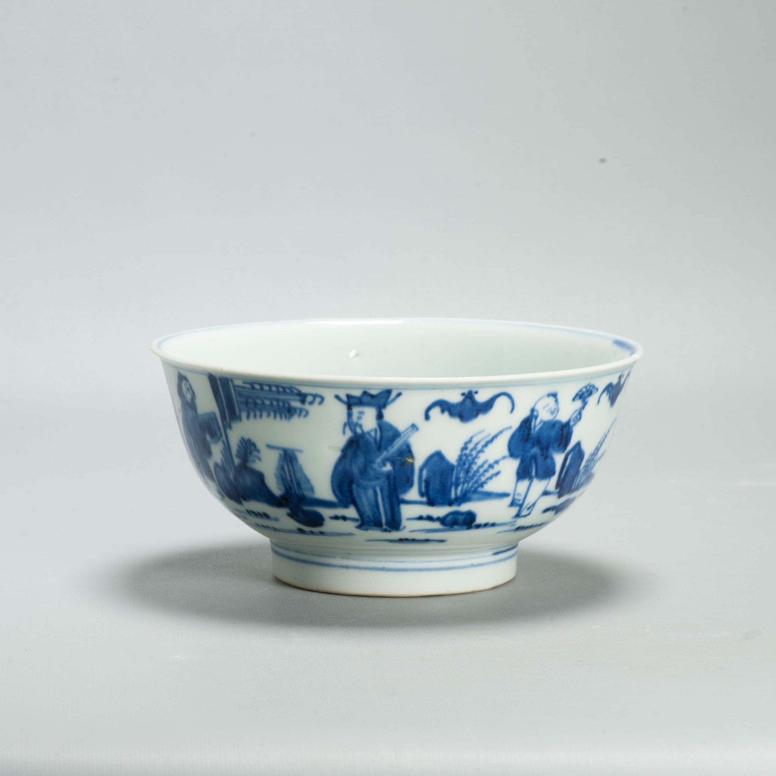 Antique 17th/18th C Chinese Porcelain Bowl / Dish Qilin Cobalt Landscape - 图片 3