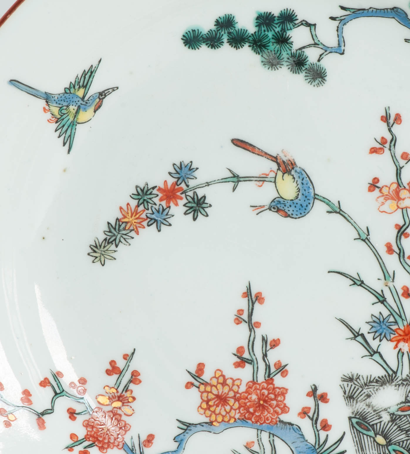Antique 18C Chinese Porcelain Kakiemon Dish Amsterdam Bont Qing Birds - Image 3