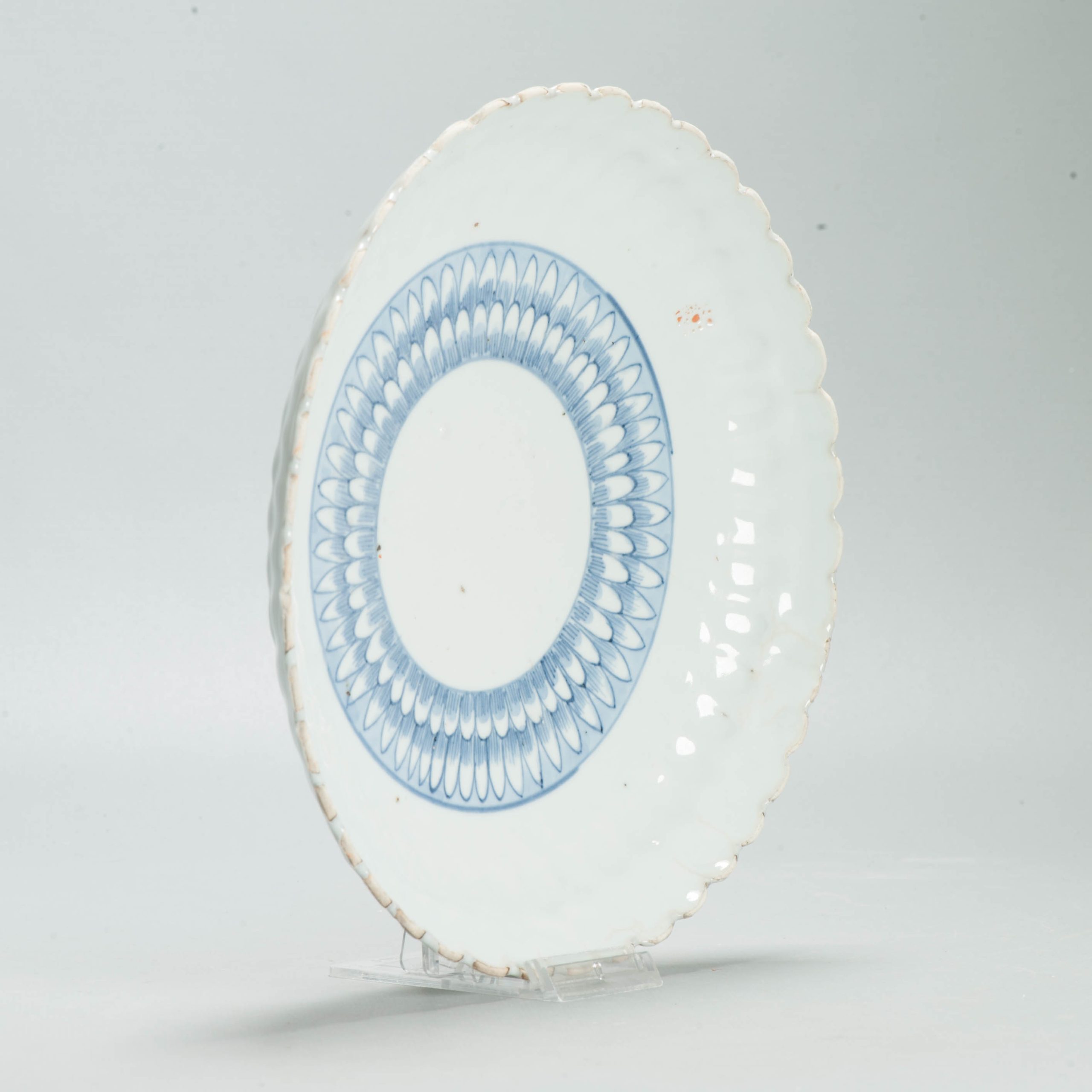 Antique Ming Wanli Chinese Kraak Porcelain Blue White Chrysanthemum Plate - Image 3