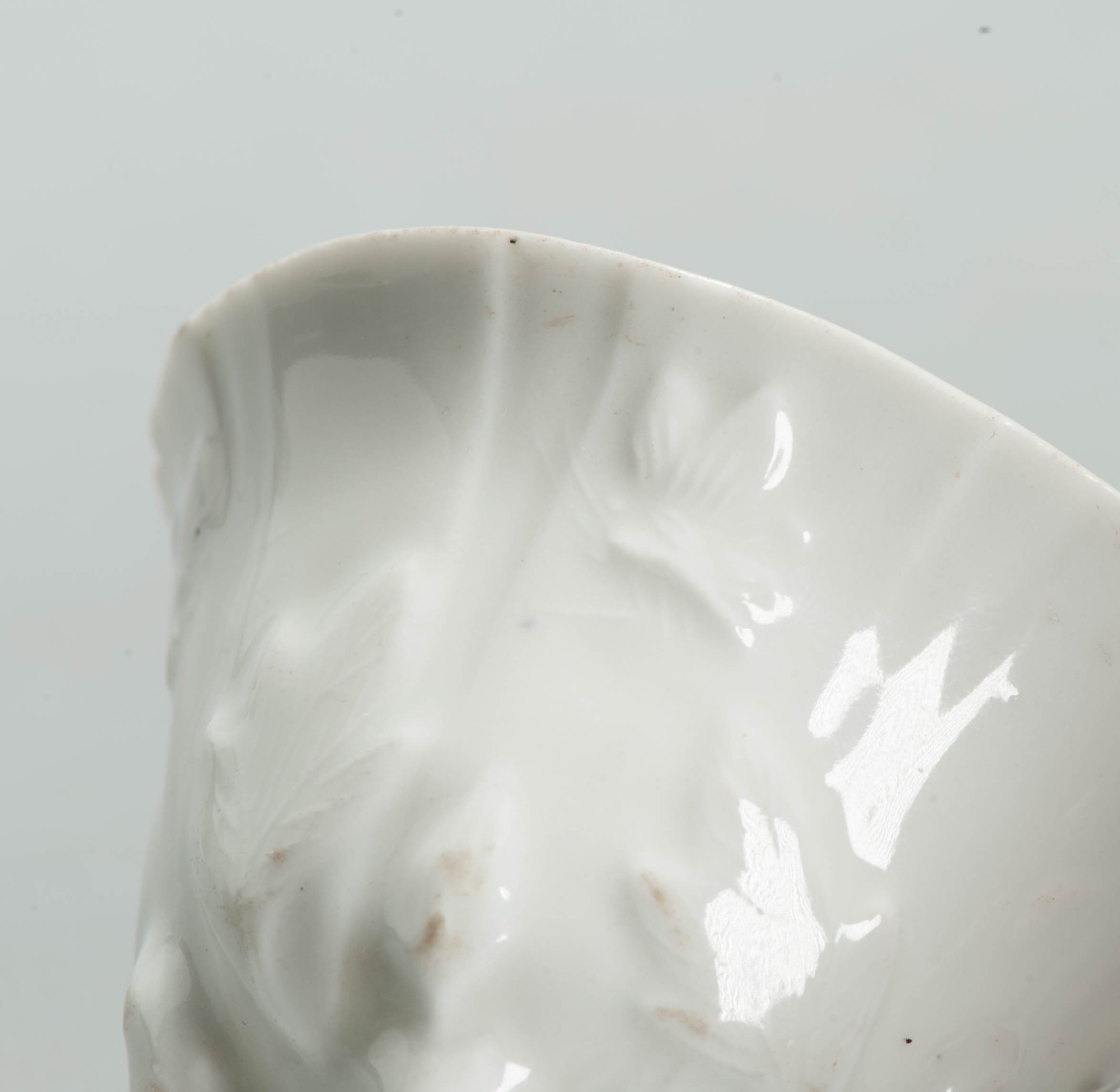 Antique Chinese Rare 17th C Dehua Blanc de Chine Libation Cup Flowers Insects - 图片 6
