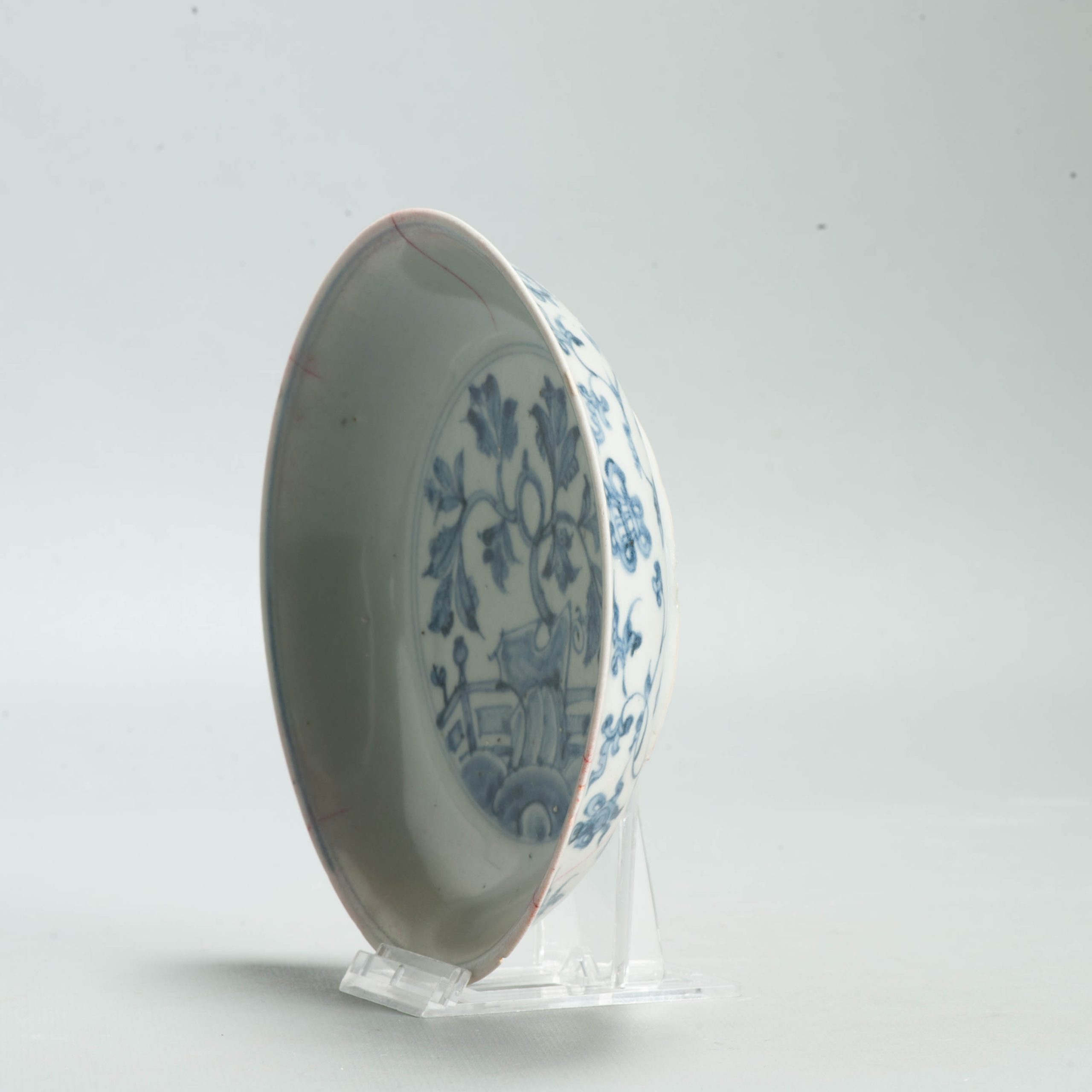 Antique Ming Hongzhi Zhengde Chinese Blue White Porcelain Garden Plate 16C - 图片 8