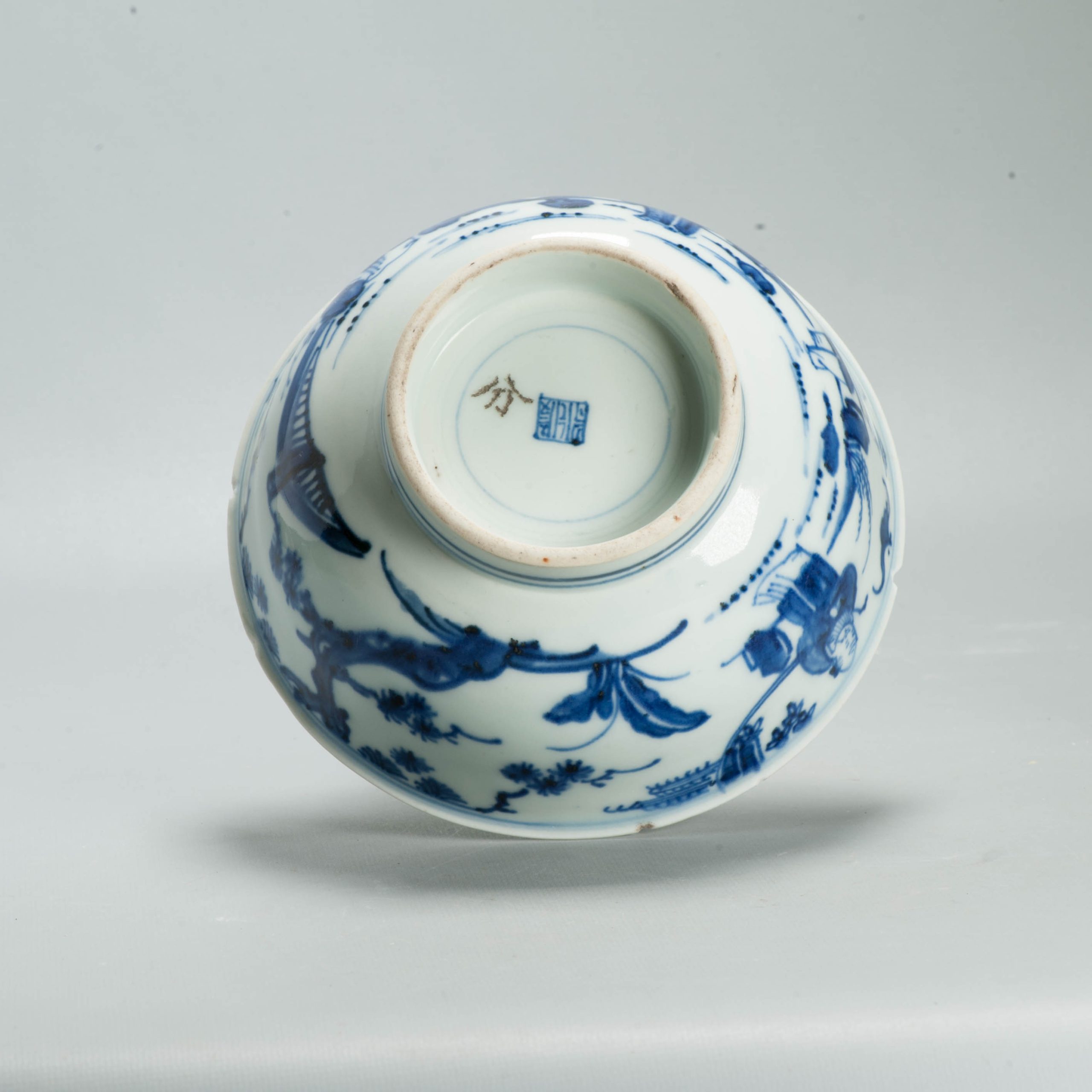 Antique 17th/18th C Chinese Porcelain Bowl / Dish Qilin Cobalt Landscape - 图片 7