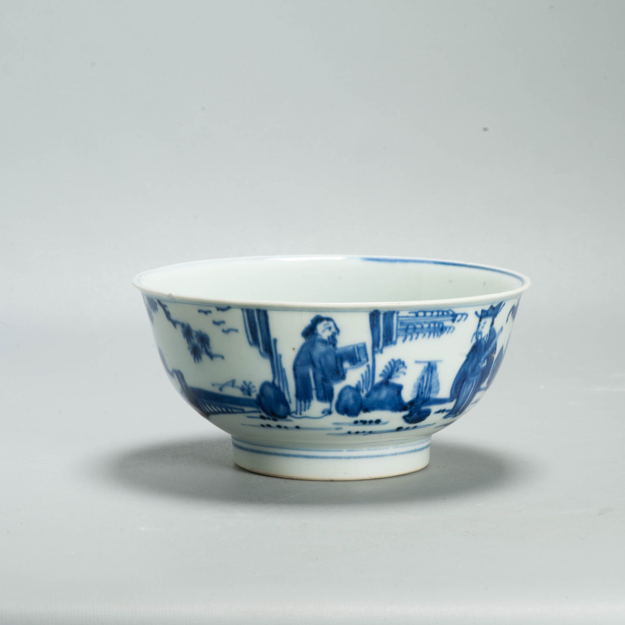 Antique 17th/18th C Chinese Porcelain Bowl / Dish Qilin Cobalt Landscape - 图片 15
