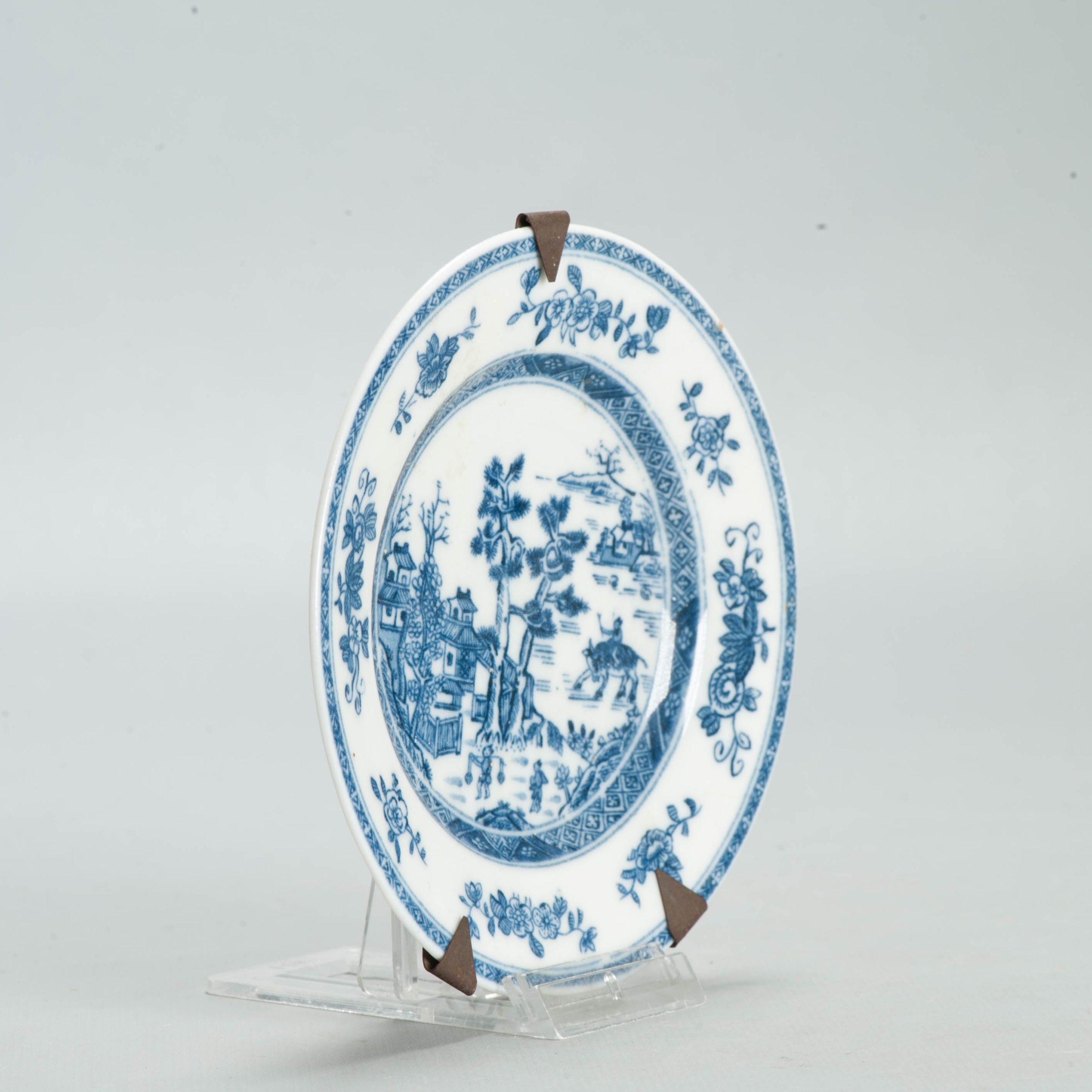 Antique ca 1900 european mosa Plate maastricht Hunter kangxi style - Image 3