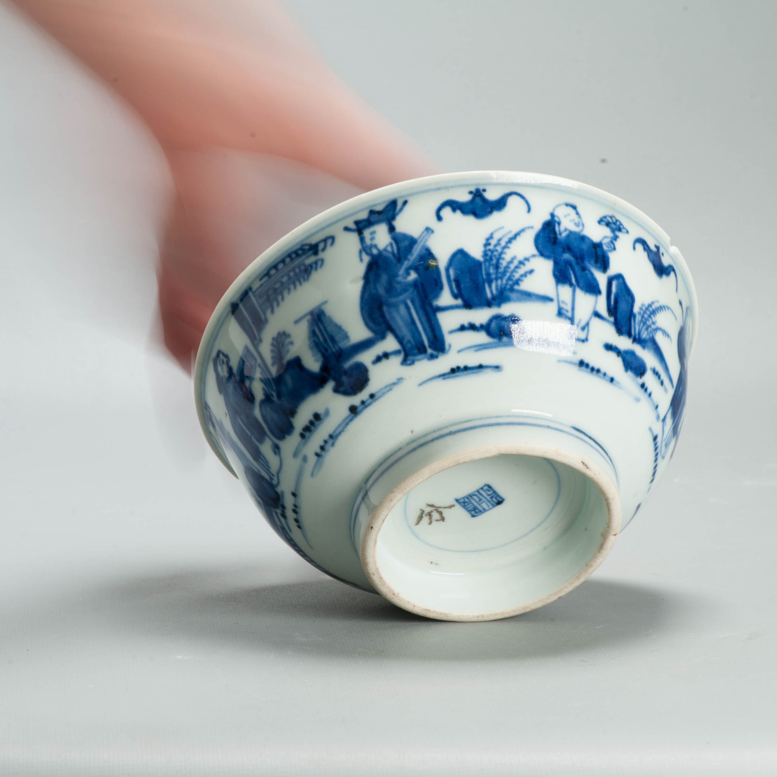 Antique 17th/18th C Chinese Porcelain Bowl / Dish Qilin Cobalt Landscape - 图片 16