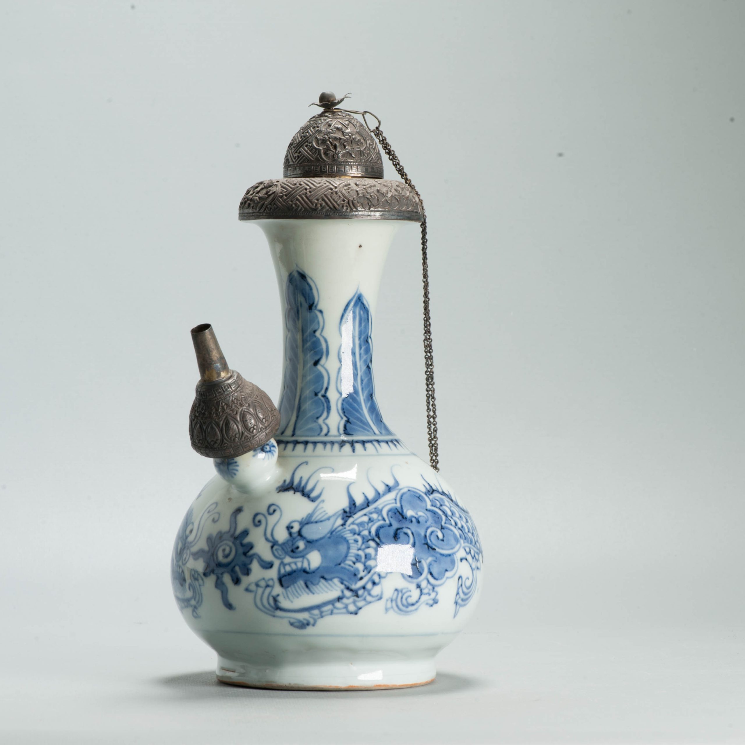 Antique Chinese Kendi Ghendi 18th c with Fenghuang Flowers Porcelain China - 图片 6