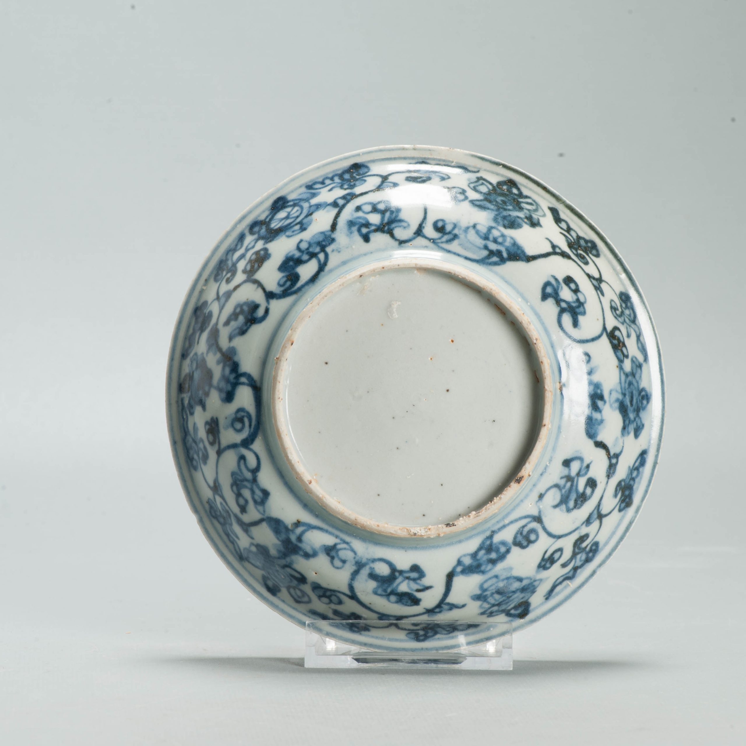 Antique Ming Hongzhi Zhengde Chinese Blue White Porcelain Floral Plate 16C - Image 15